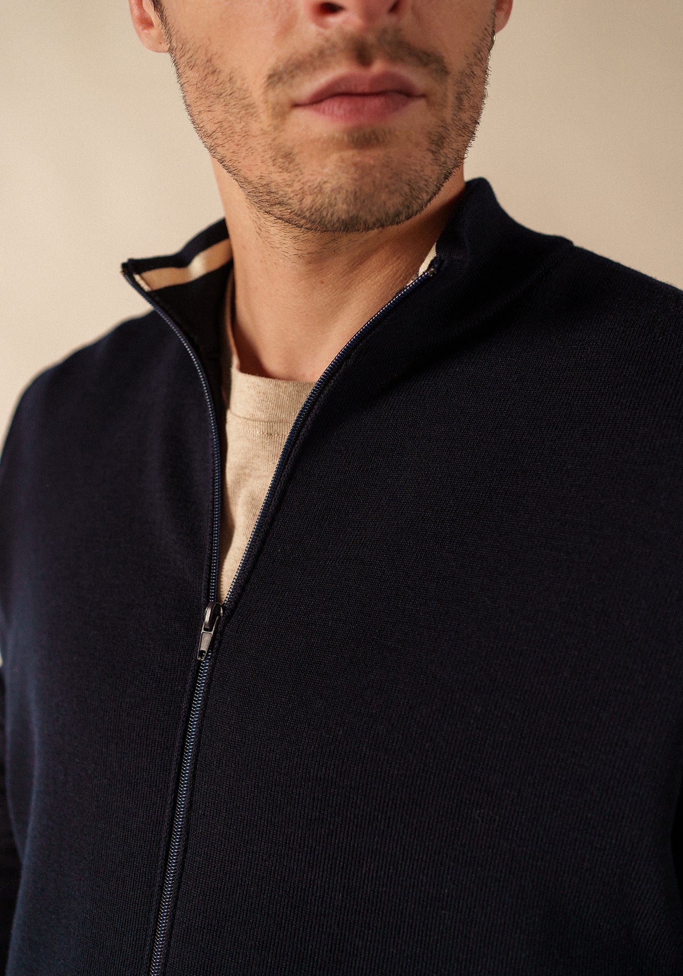 Equipage Zip-Up Cardigan  (NAVY)