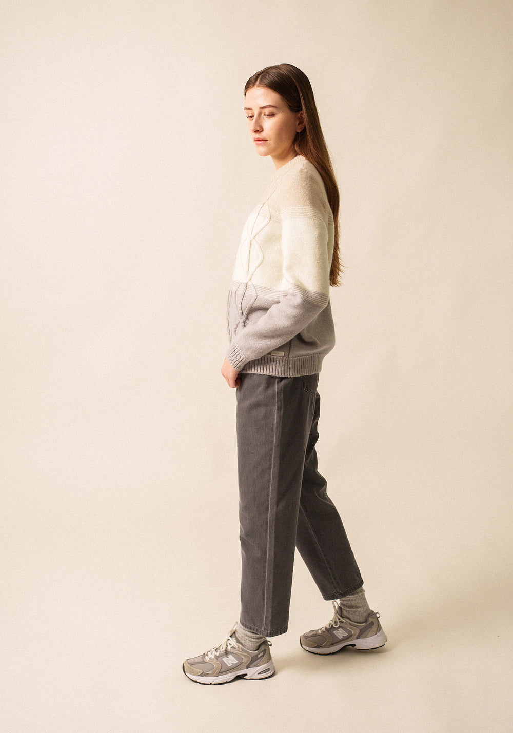 Morzine Colorblock Sweater (GRAY/ WINTER WHITE /BEIGE)