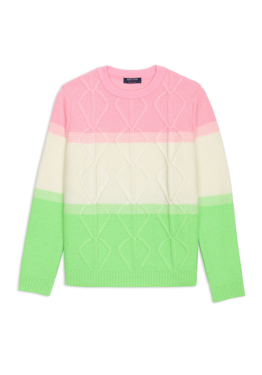 Morzine Colorblock Sweater (NEON GREEN / WINTER WHITE / BRIGHT PINK)
