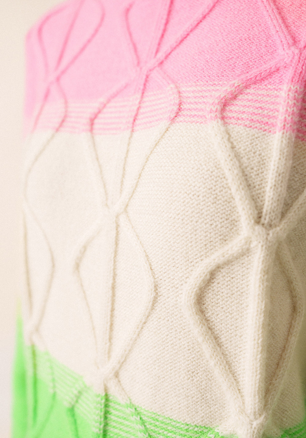 Morzine Colorblock Sweater (NEON GREEN / WINTER WHITE / BRIGHT PINK)