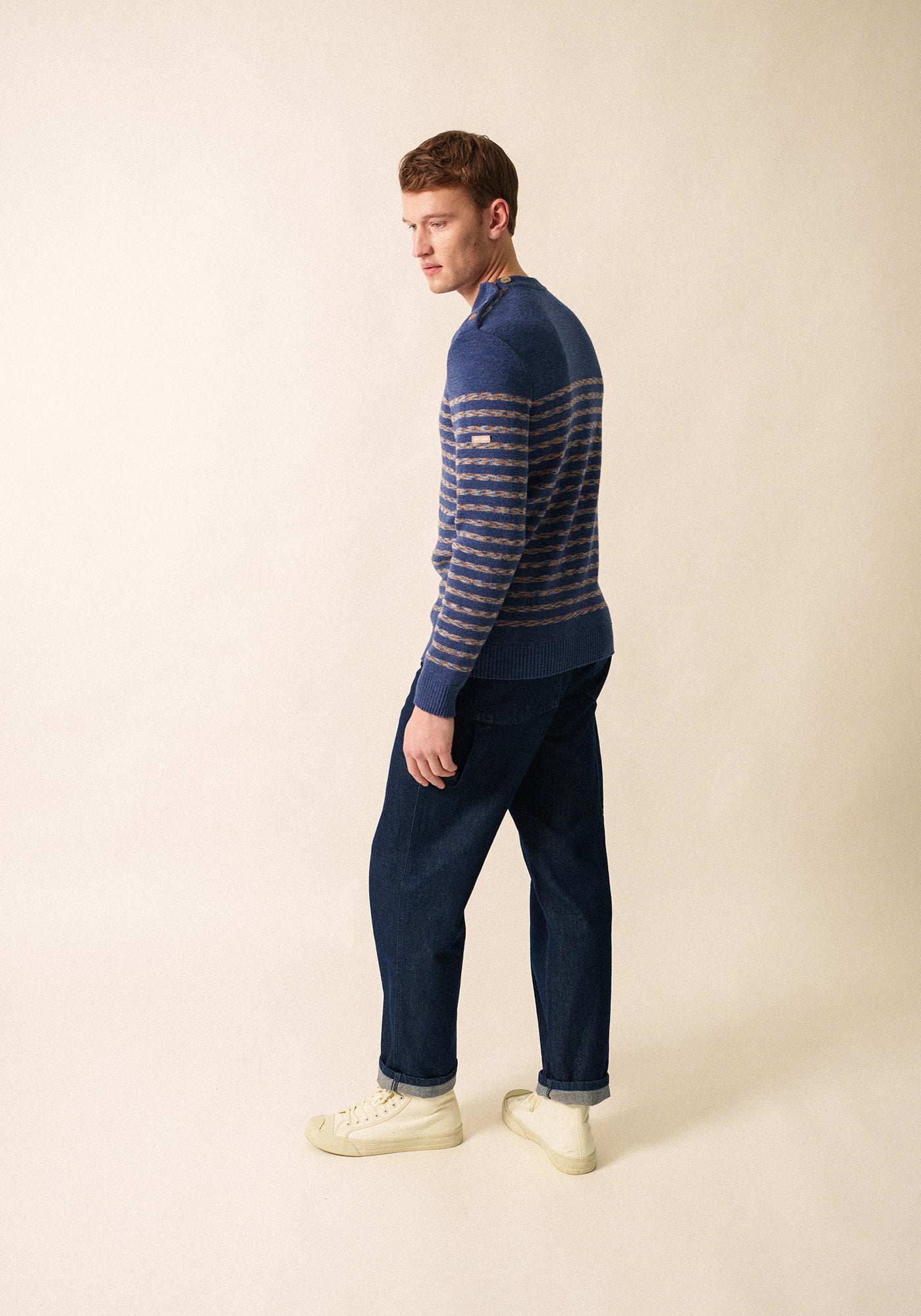 BINIC WEST Fisherman Sweater (DENIM BLUE / MULTICOLORED STRIPES)