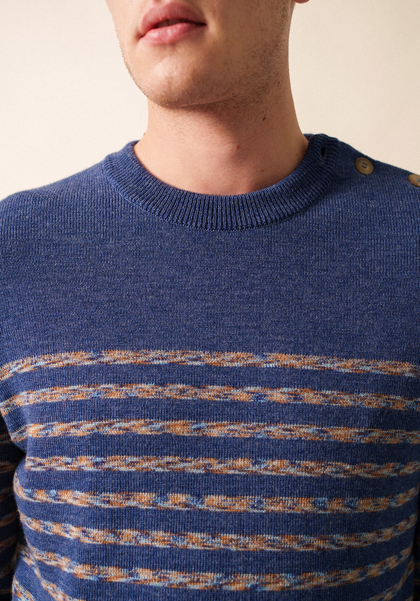 BINIC WEST Fisherman Sweater (DENIM BLUE / MULTICOLORED STRIPES)