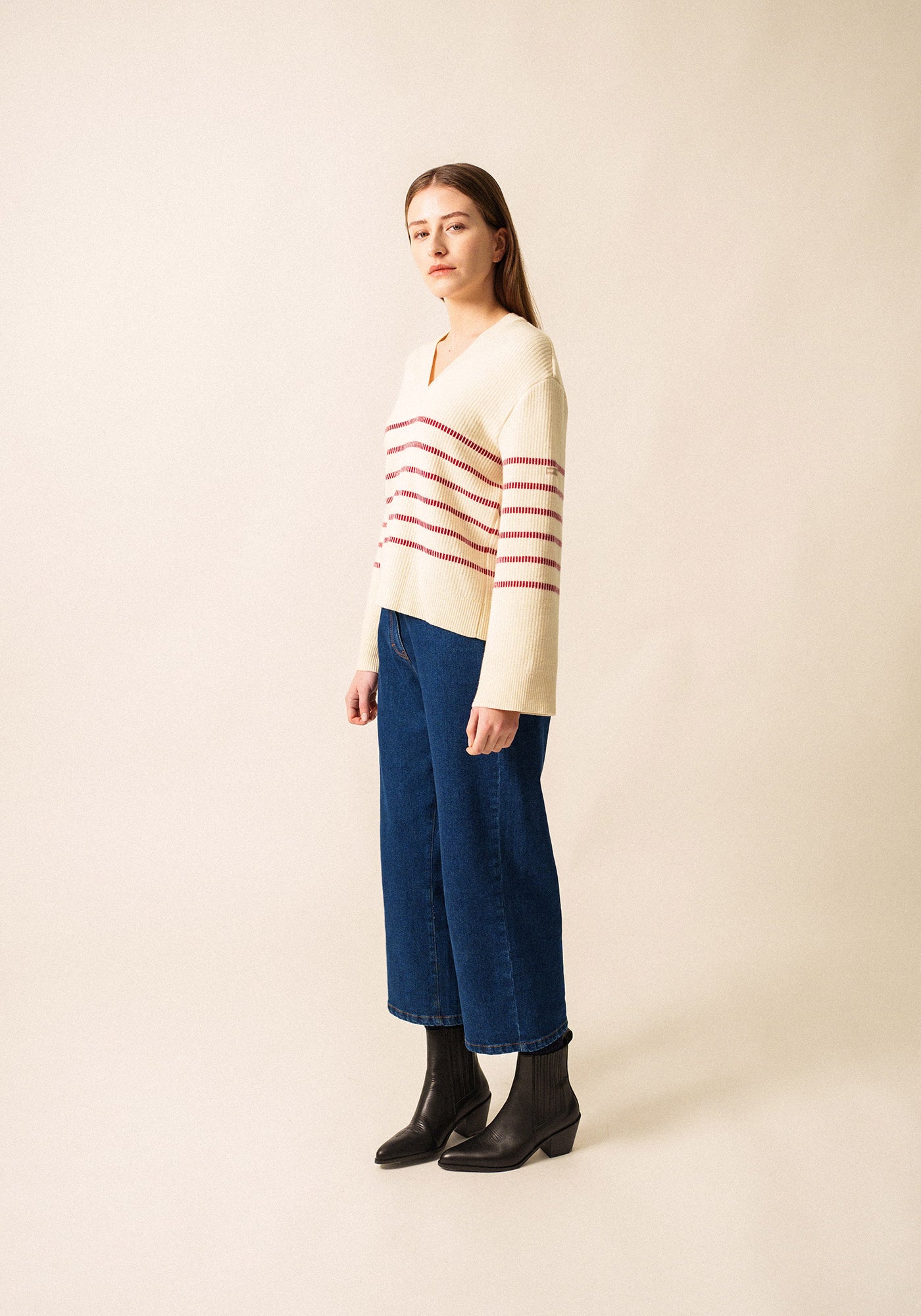 Rumilly Striped Sweater (ECRU / MAROON)