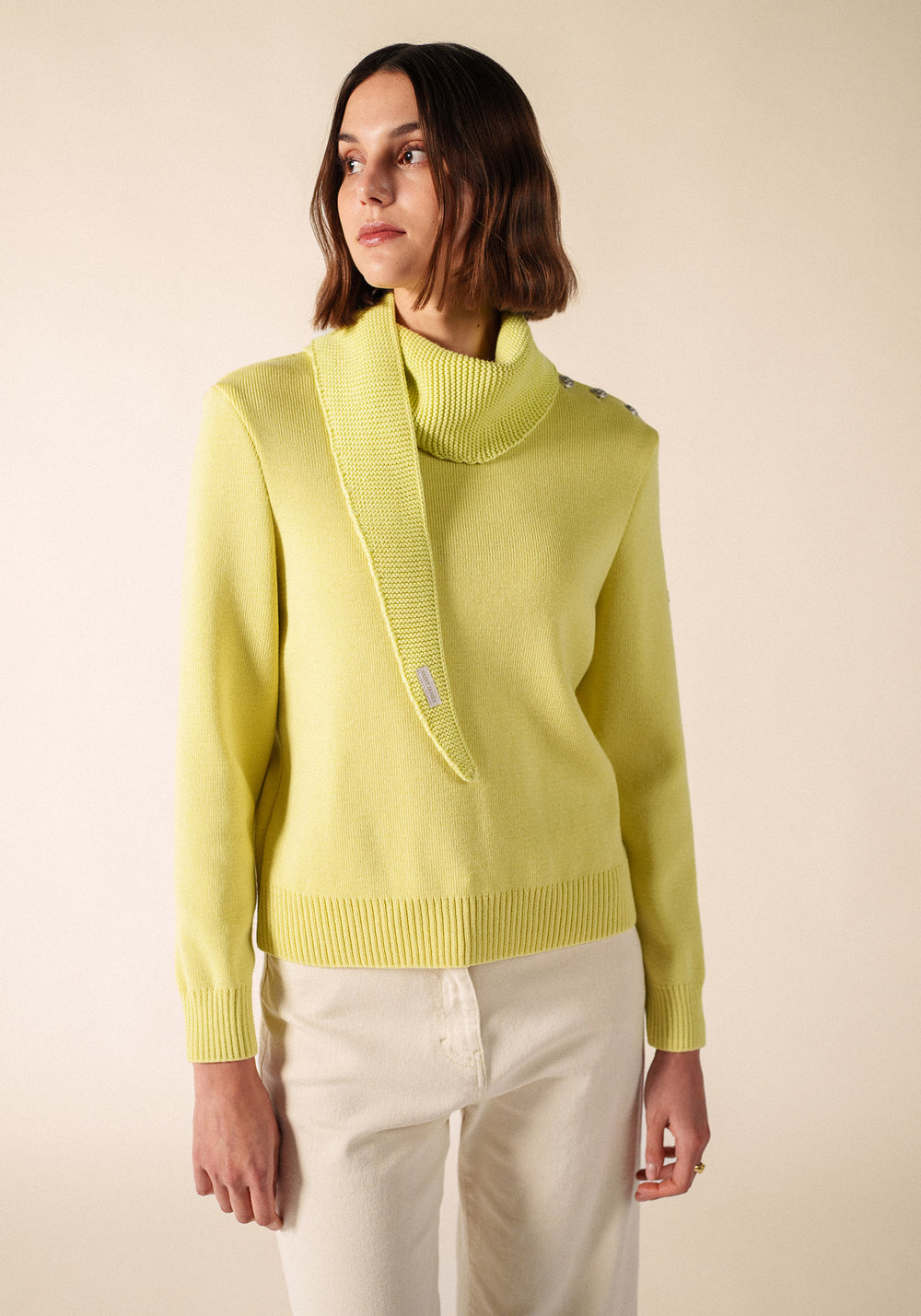 KNIT BANDANA - Scarf in Wool & Cotton (BUTTER YELLOW)