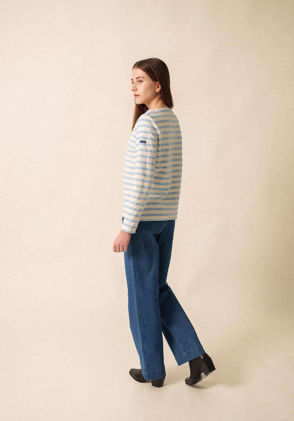 Merivelours  Breton Top (IVORY / ICY BLUE)
