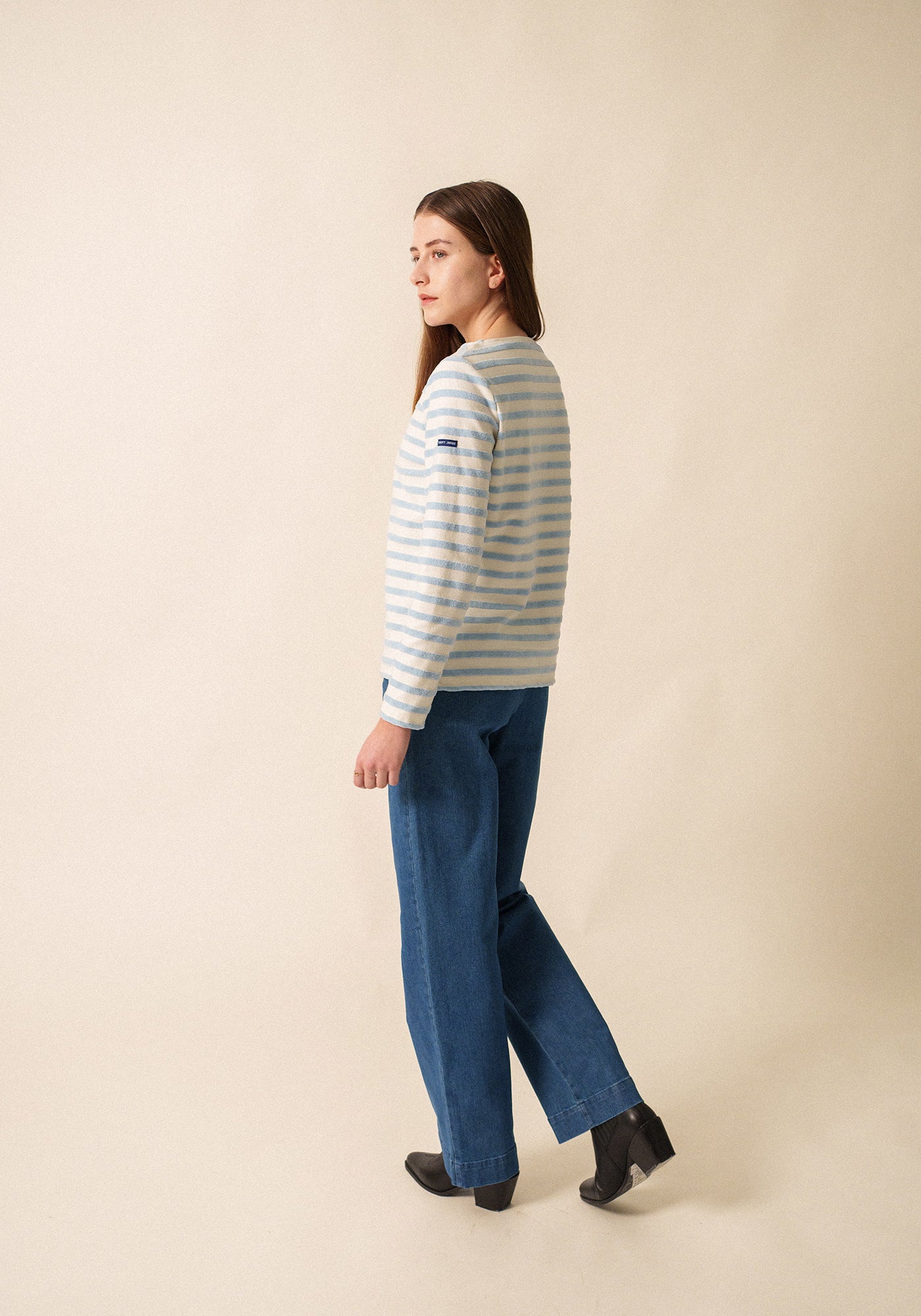 Merivelours  Breton Top (IVORY / ICY BLUE)