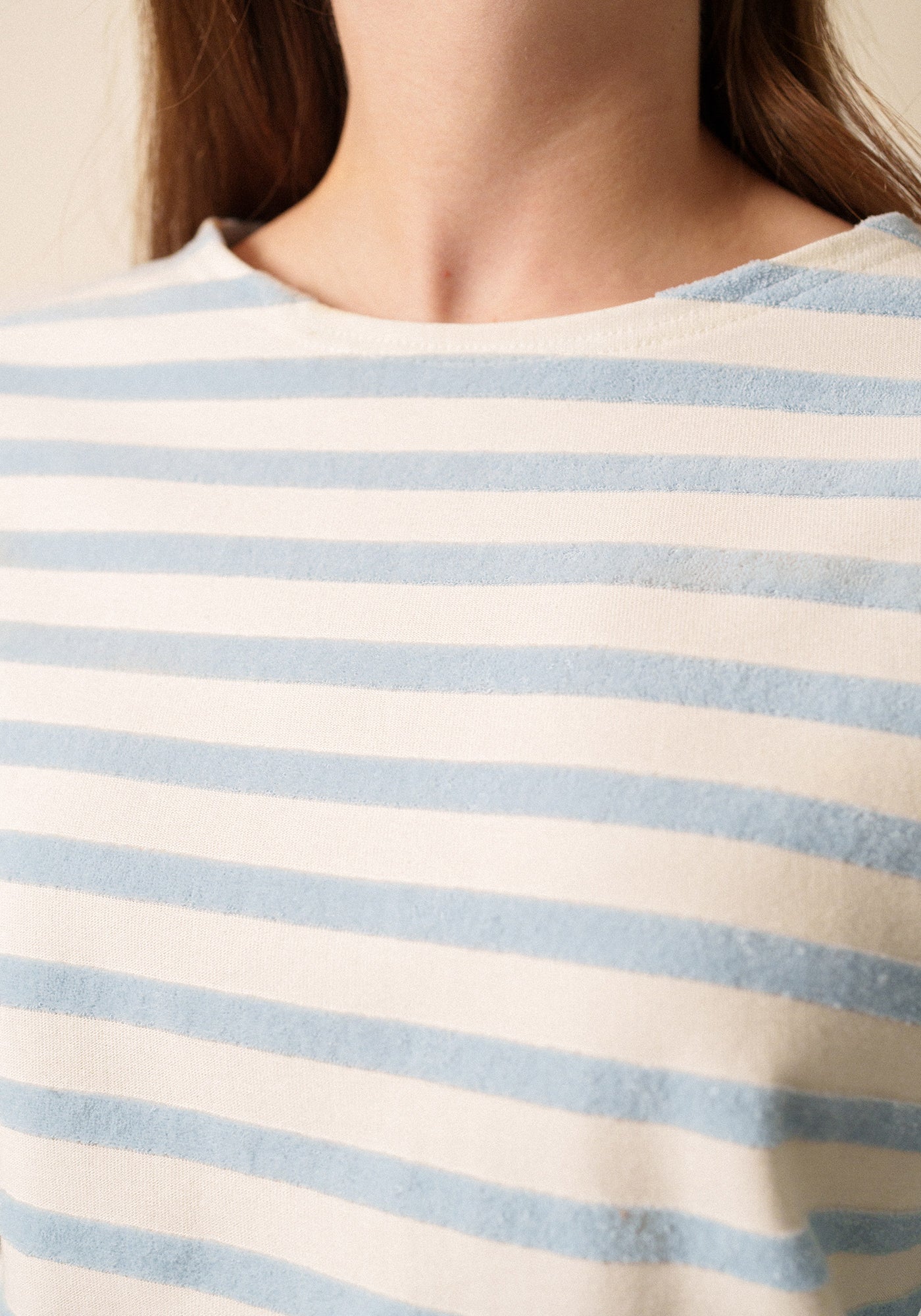 Merivelours  Breton Top (IVORY / ICY BLUE)