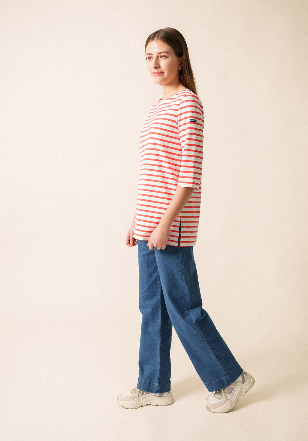 Phare Anti-Uv Striped Tunic (WHITE / CORAL)