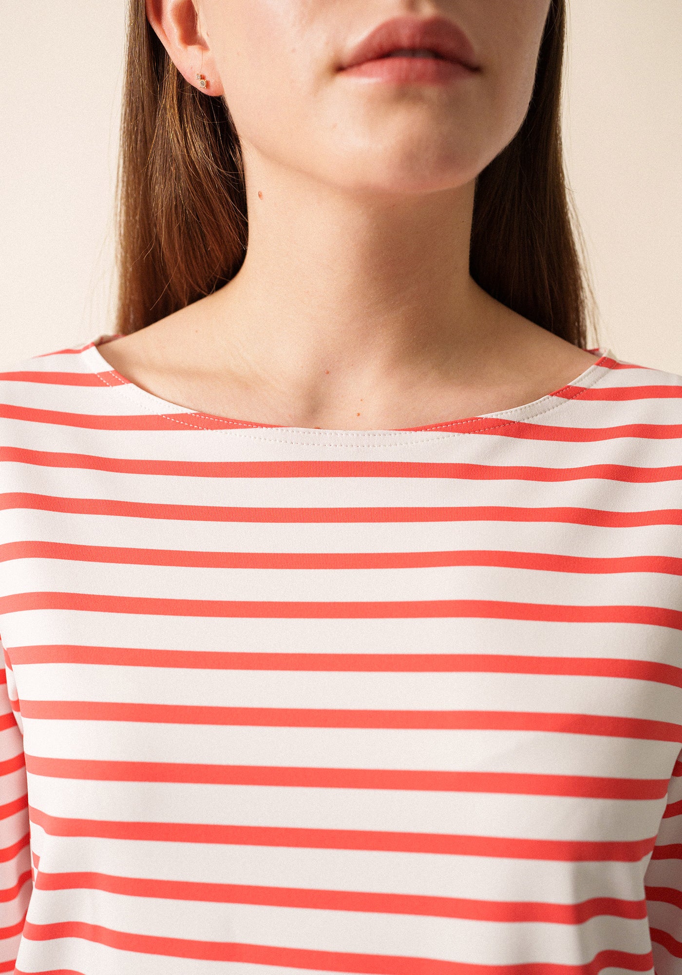 Phare Anti-Uv Striped Tunic (WHITE / CORAL)