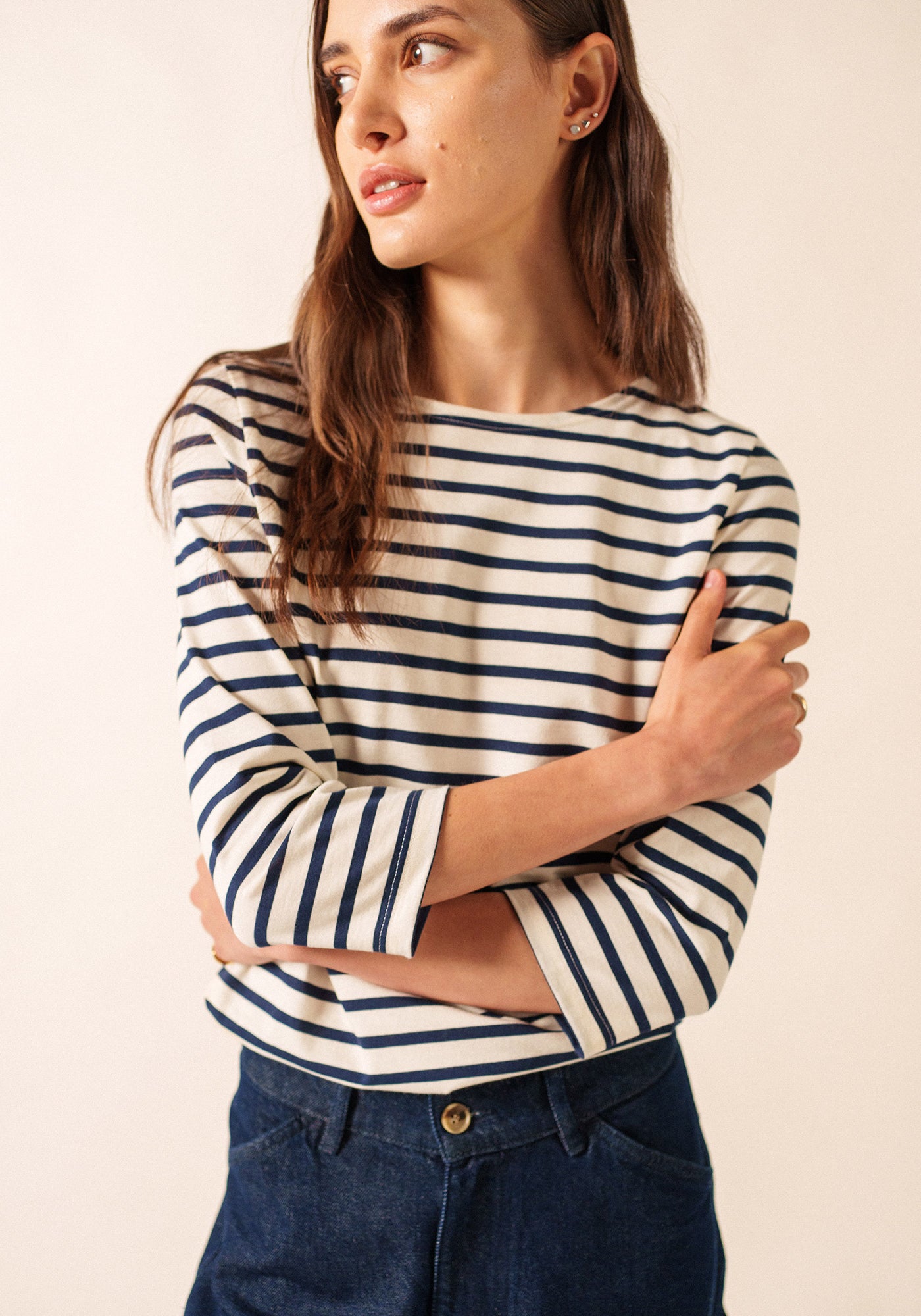 Galathee II Breton Striped Top (ECRU / NAVY)