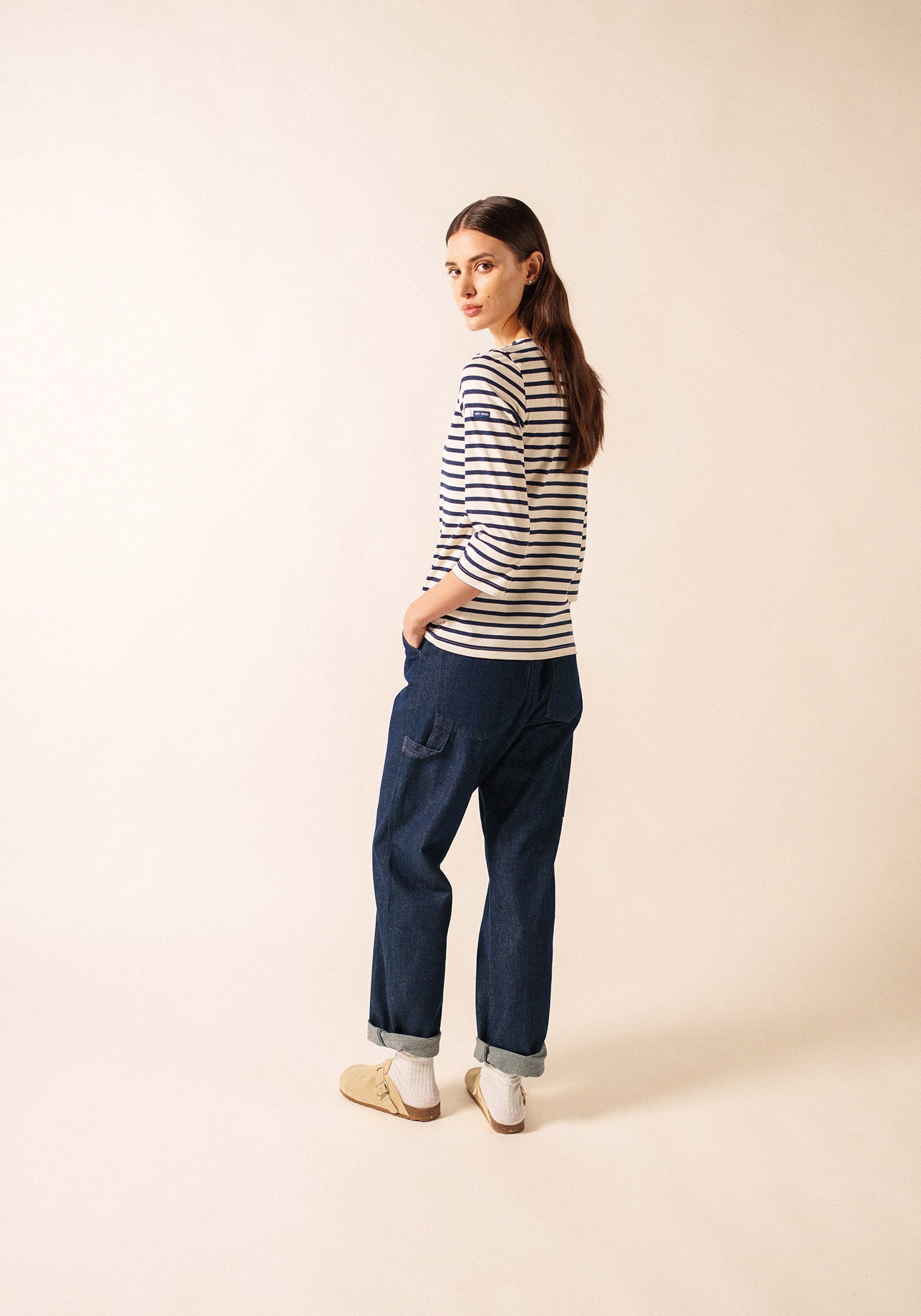 Galathee II Breton Striped Top (ECRU / NAVY)