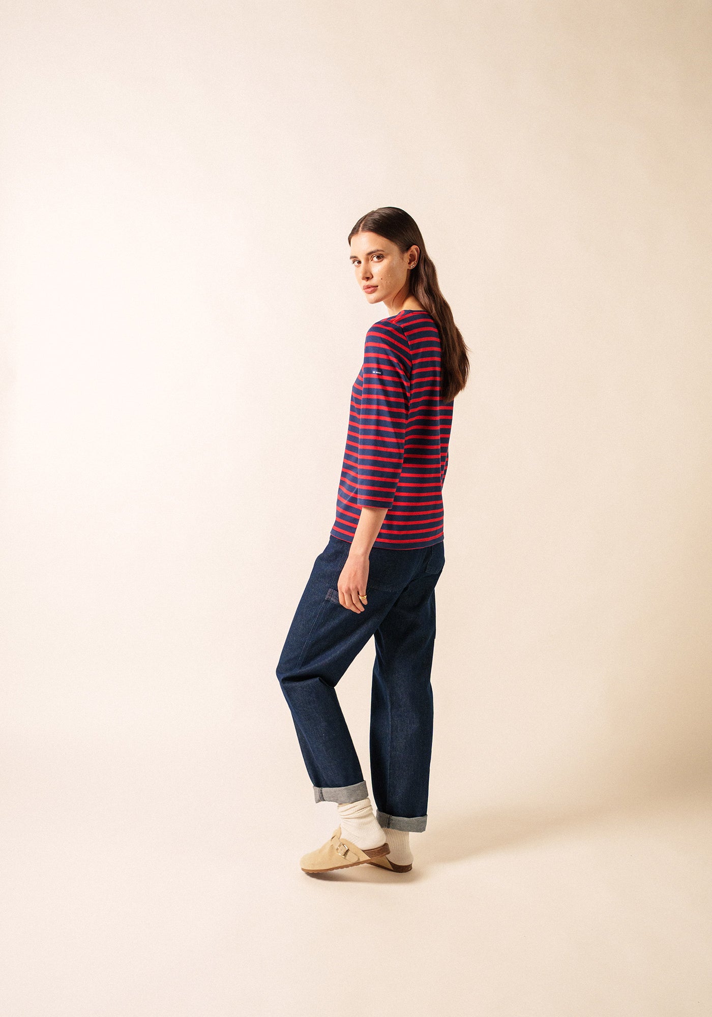 Galathee II Breton Striped Top (NAVY / RED)