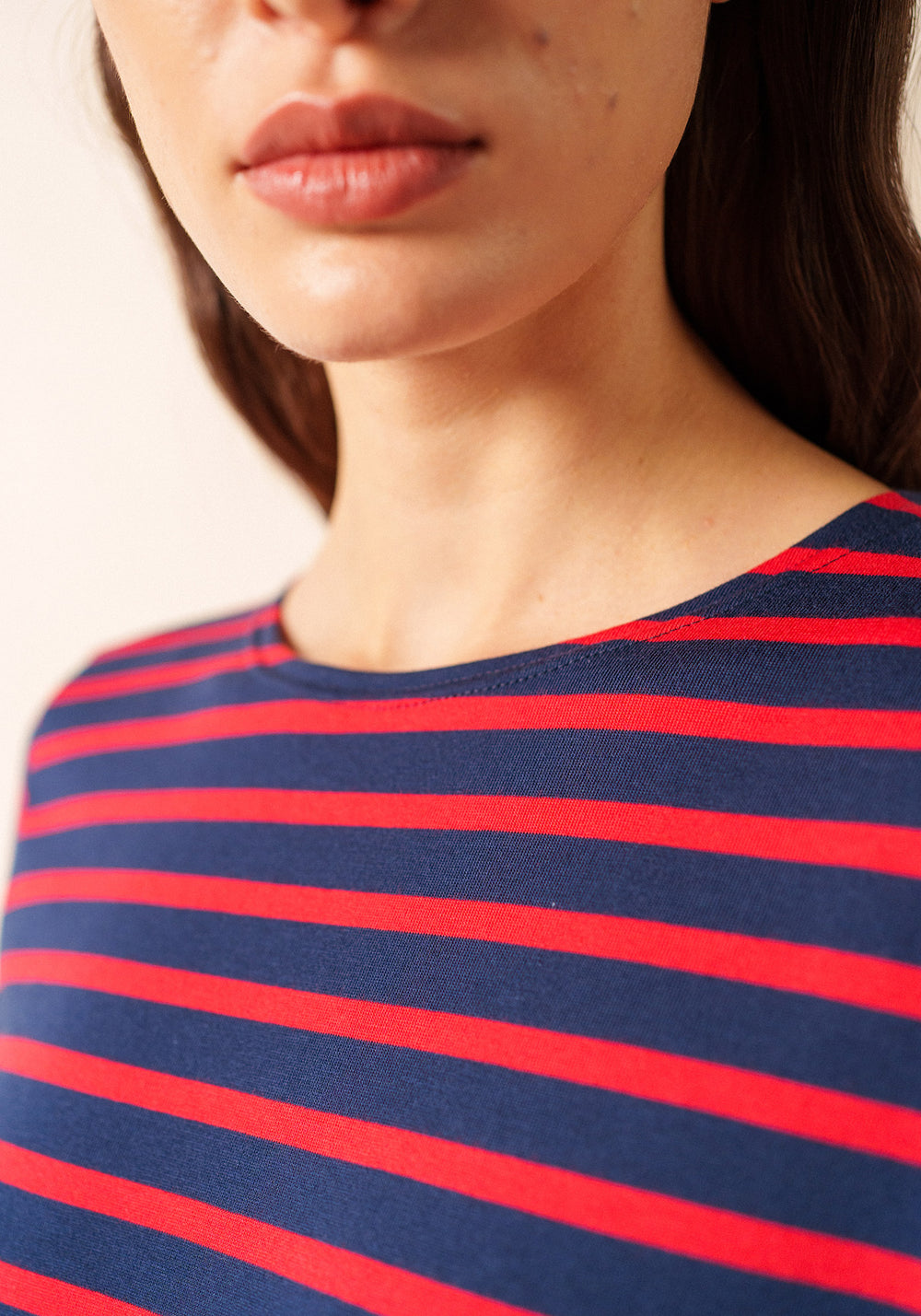 Galathee II Breton Striped Top (NAVY / RED)