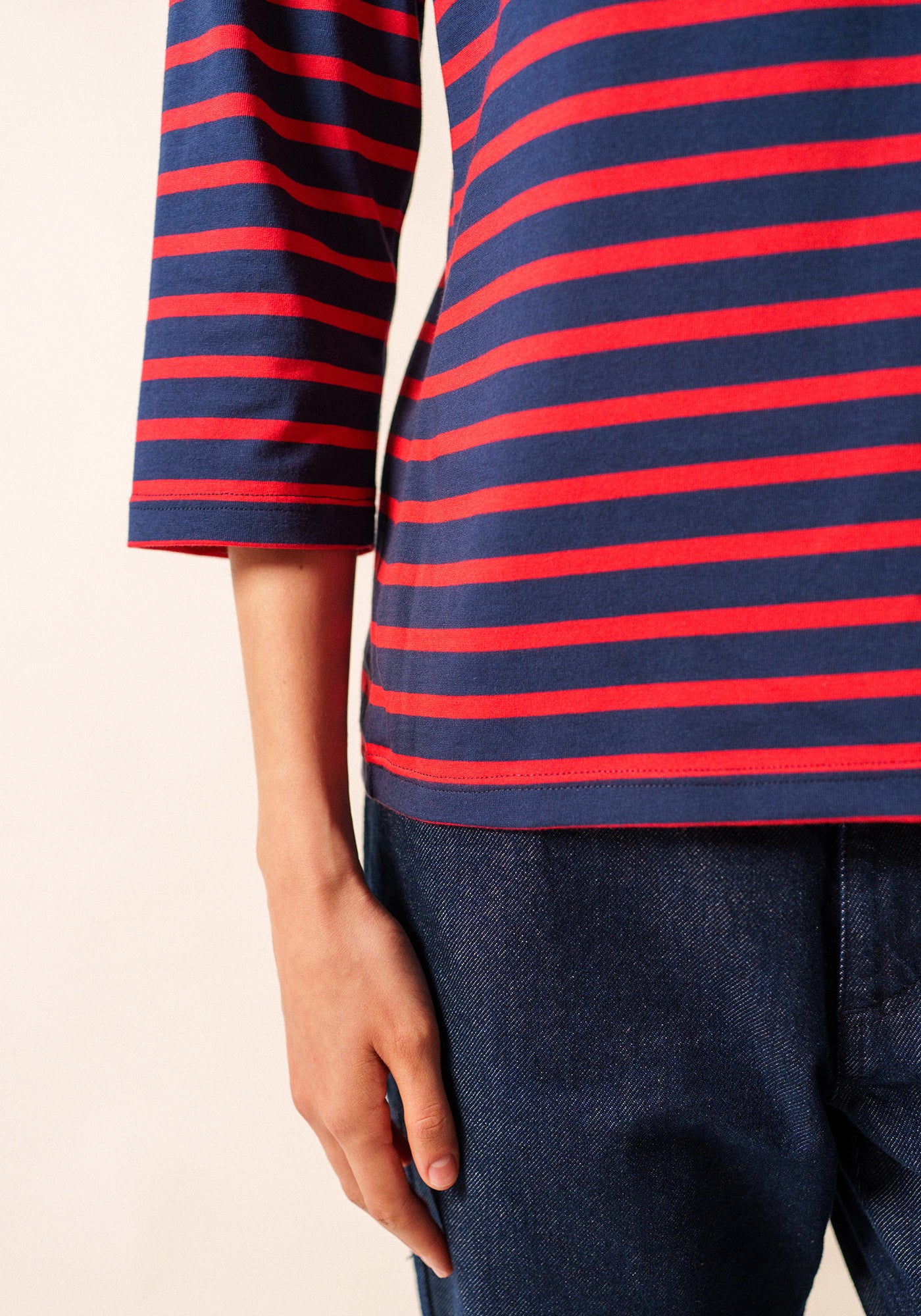 Galathee II Breton Striped Top (NAVY / RED)