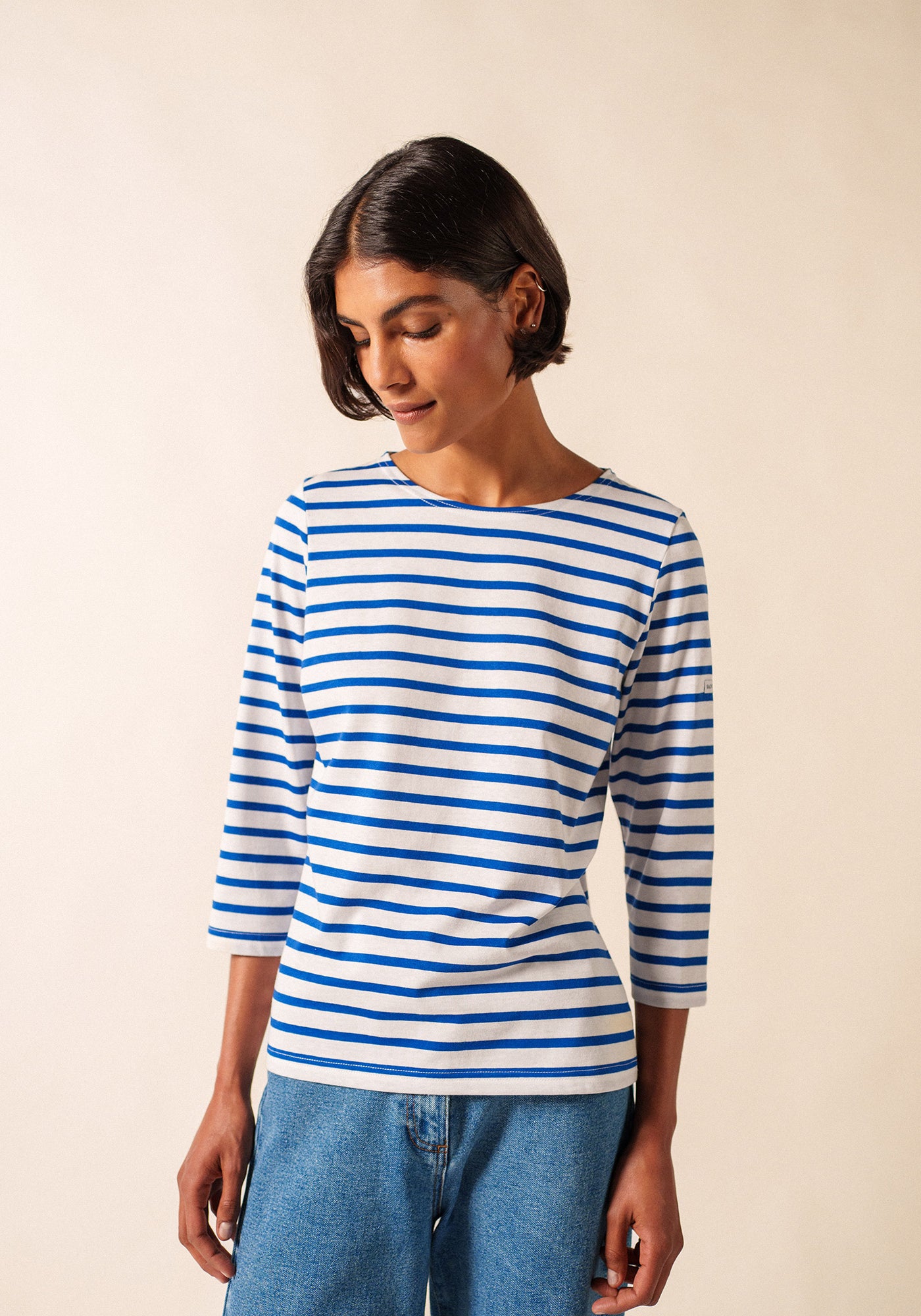 Galathee II Breton Striped Top (WHITE / ROYAL BLUE)