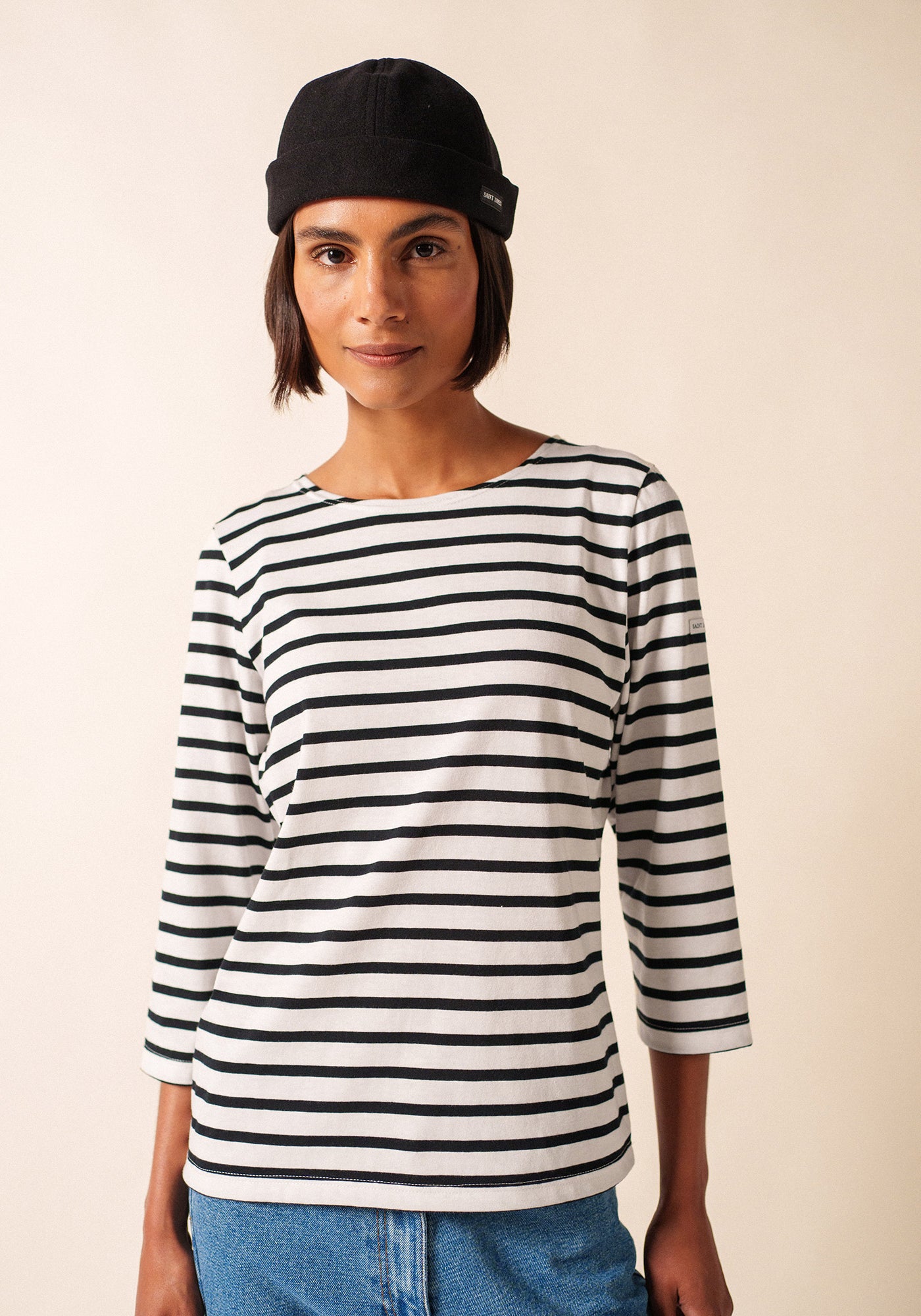 Galathee II Breton Striped Top (WHITE / BLACK)