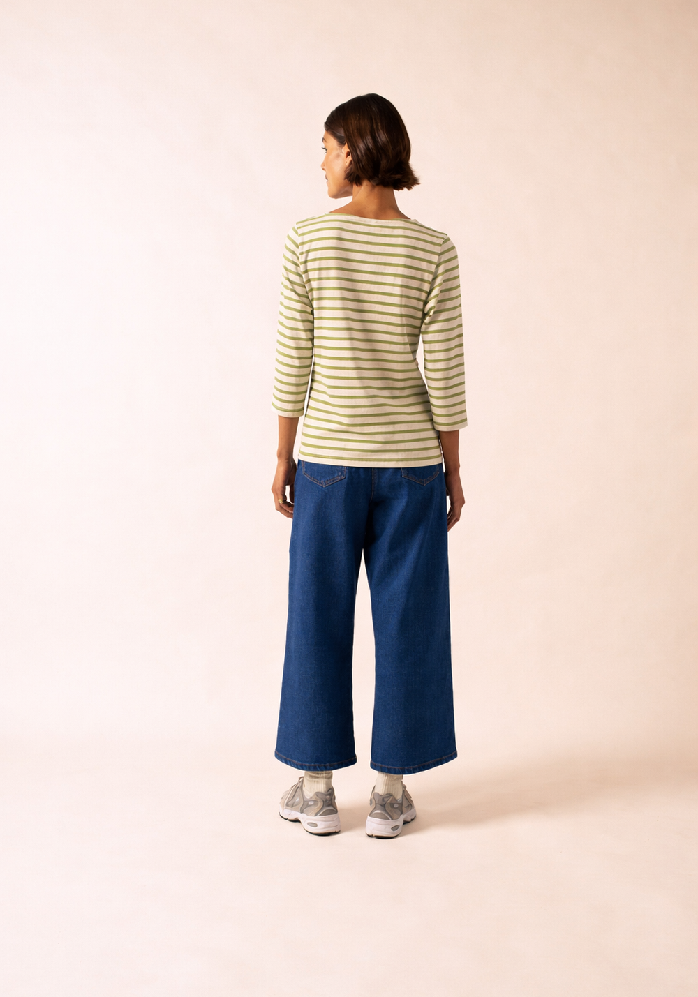 Galathee II Breton Striped Top (WHITE / SAGE OLIVE)