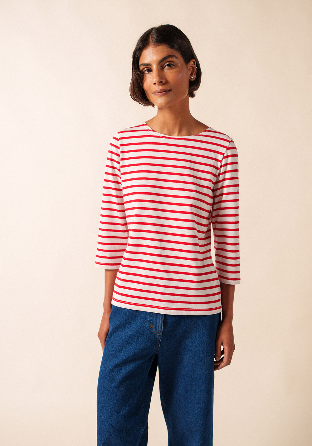 Galathee II Breton Striped Top (WHITE / RED)