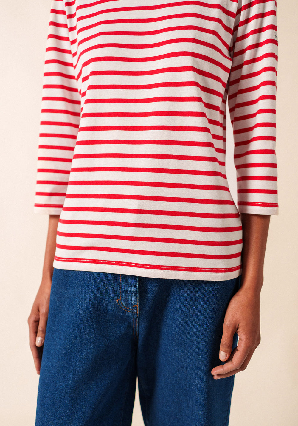 Galathee II Breton Striped Top (WHITE / RED)