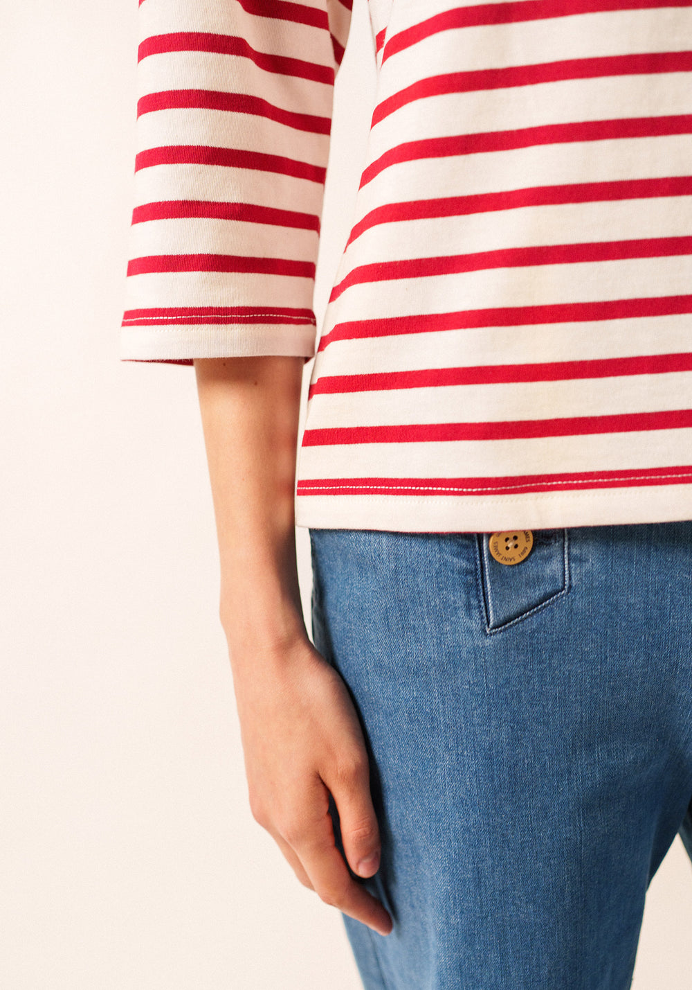 Galathee II Breton Striped Top (ECRU / MAROON)