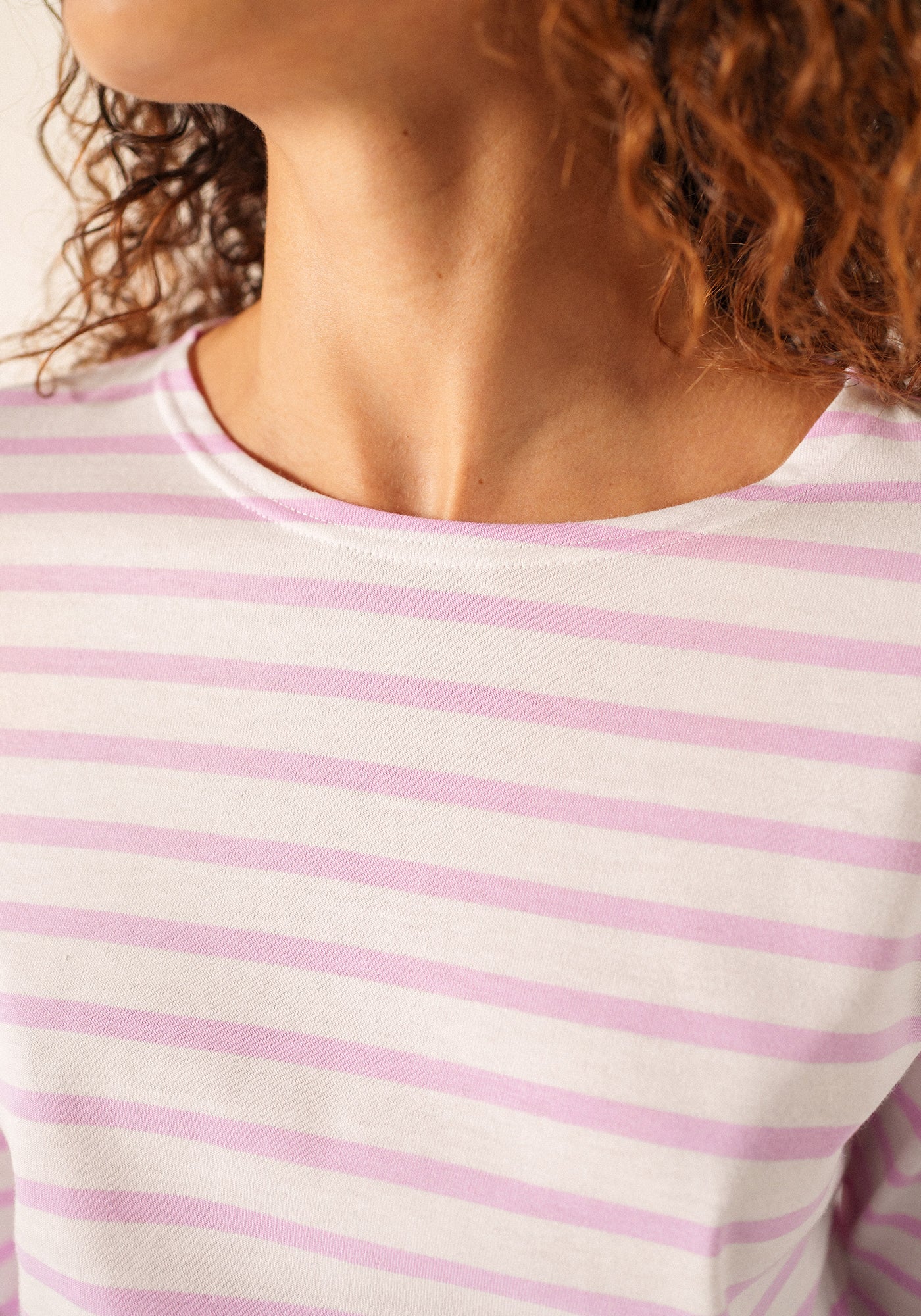 Galathee II Breton Striped Top (WHITE / TEA ROSE PINK)