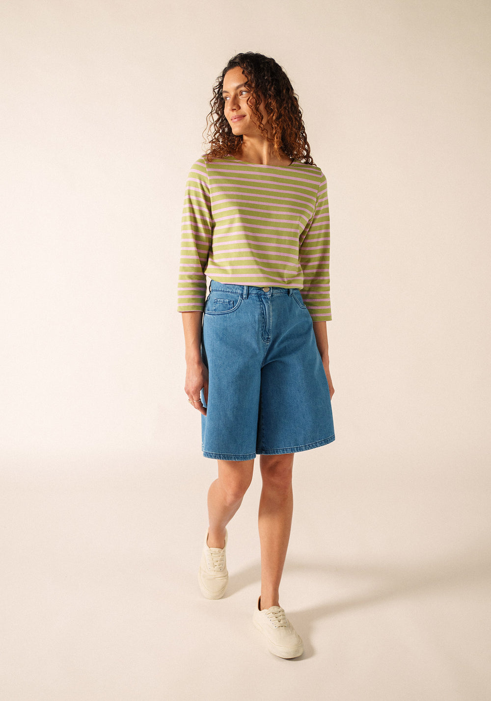 Galathee II Breton Striped Top (SAGE OLIVE / TEA ROSE PINK)