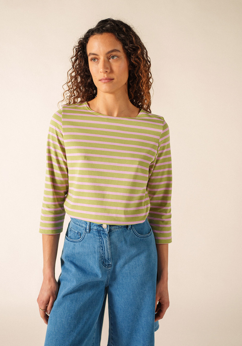 Galathee II Breton Striped Top (SAGE OLIVE / TEA ROSE PINK)