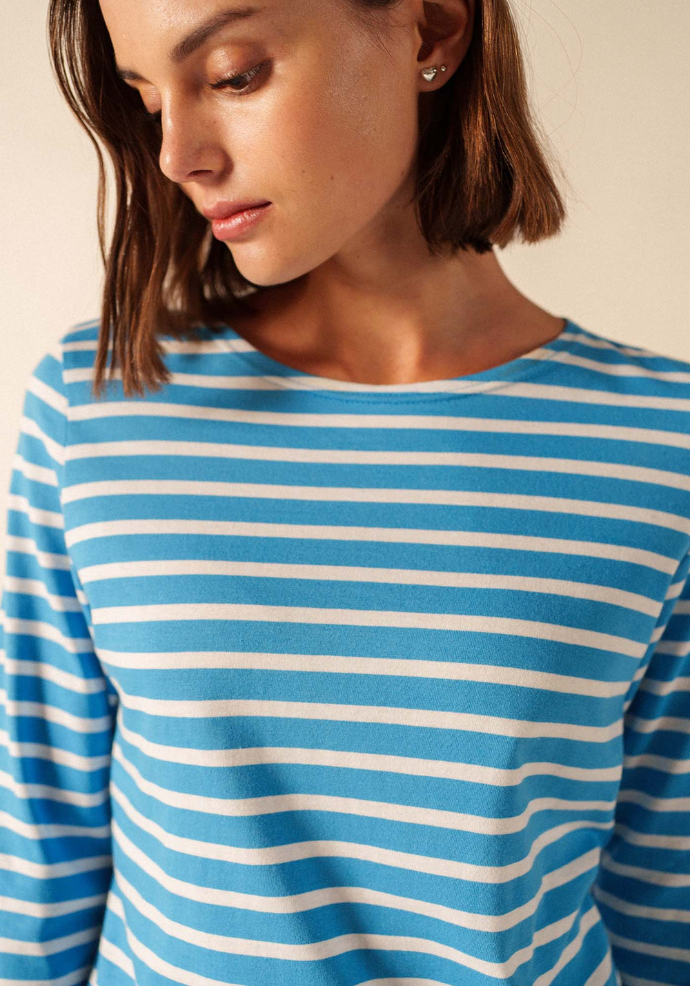 GALATHEE II Breton Striped Top  (CAPRI BLUE / WHITE)