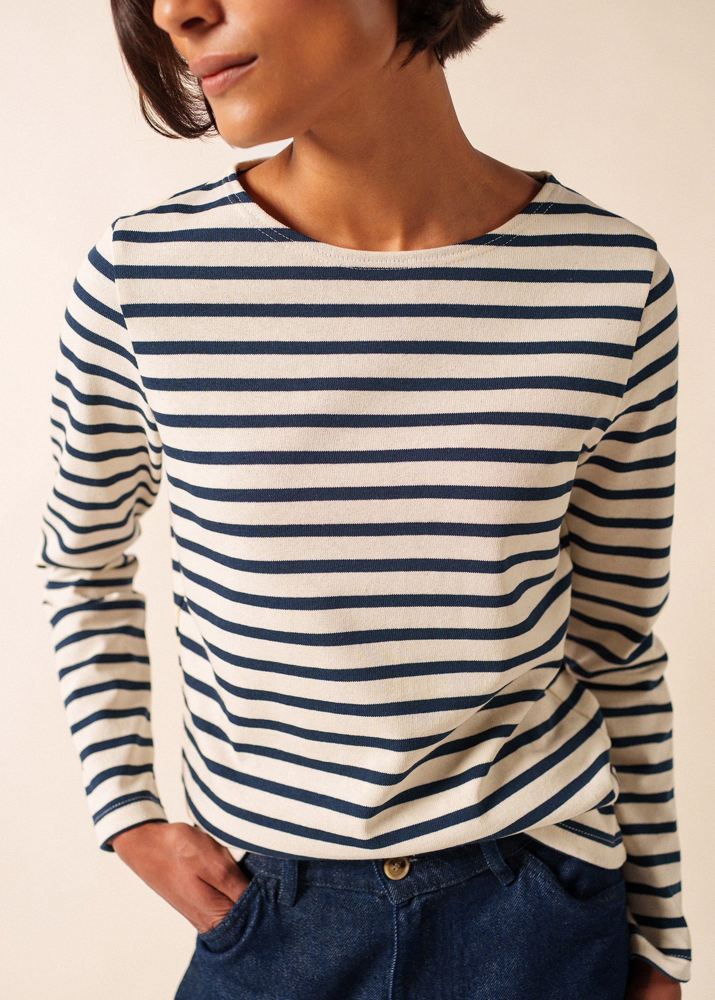 Women's Authentic Breton Striped Top | Long Sleeve with Scoop