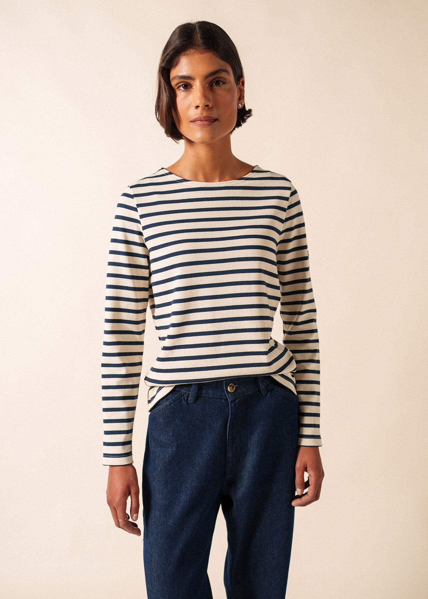 Women's Authentic Breton Striped Top | Long Sleeve with Scoop
