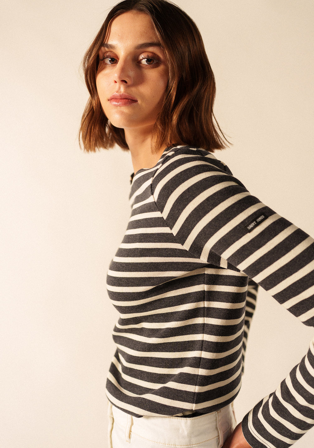 MERIDAME II - Authentic Breton Shirt | Heavyweight Cotton | Women Fit (CHARCOAL / ECRU)