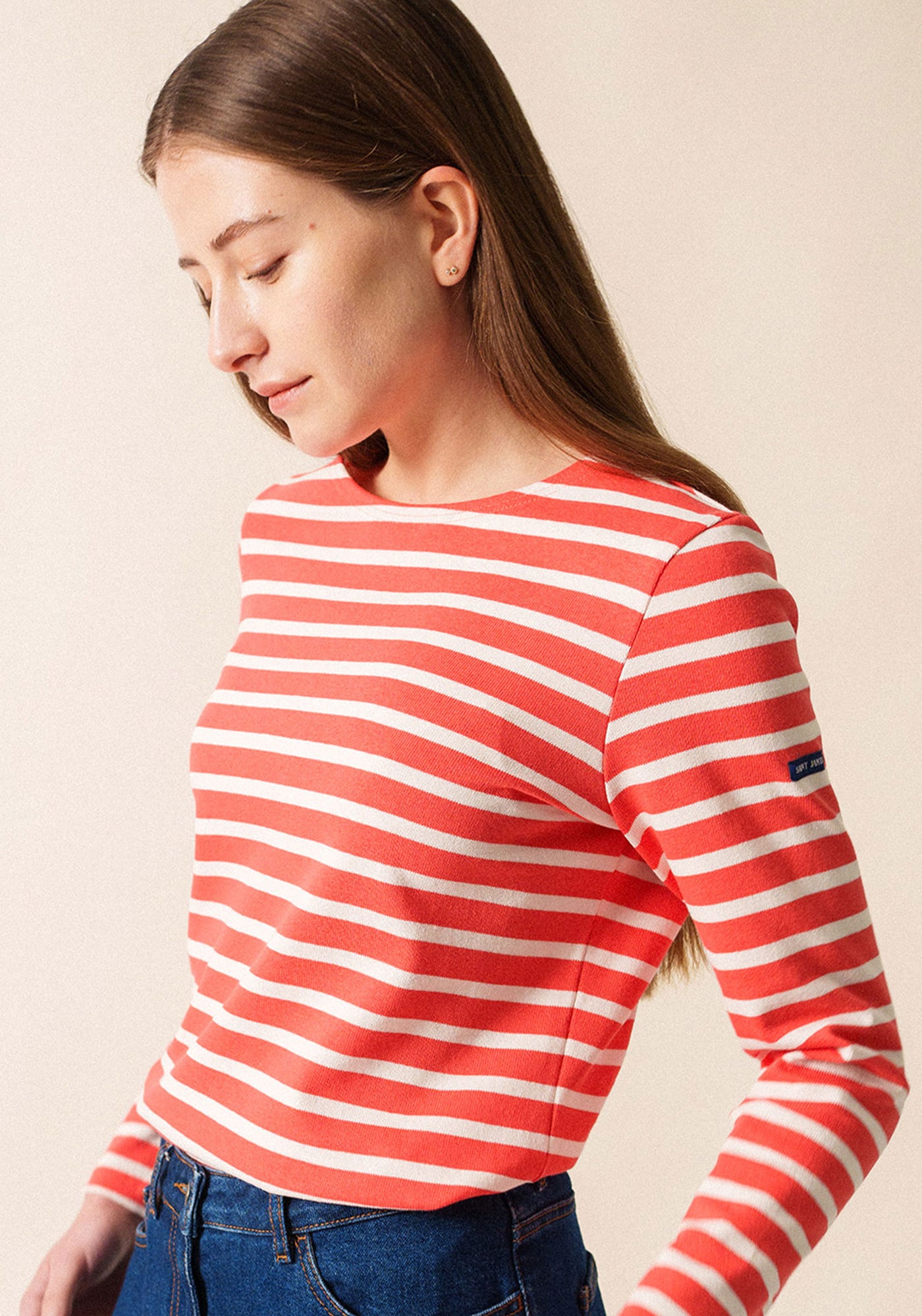 Meridame II Breton Shirt (CORAL / WHITE)