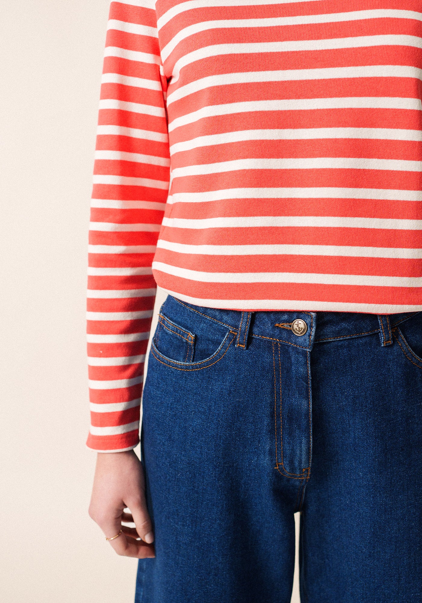 Meridame II Breton Shirt (CORAL / WHITE)