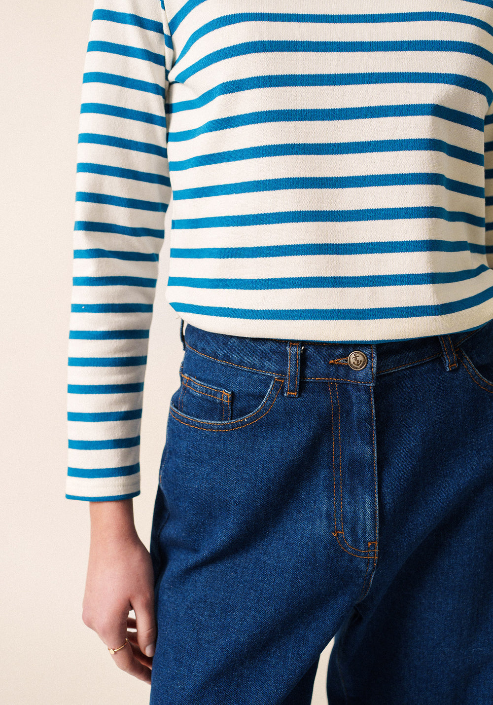 Meridame II Breton Shirt (IVORY / DEEP TEAL)