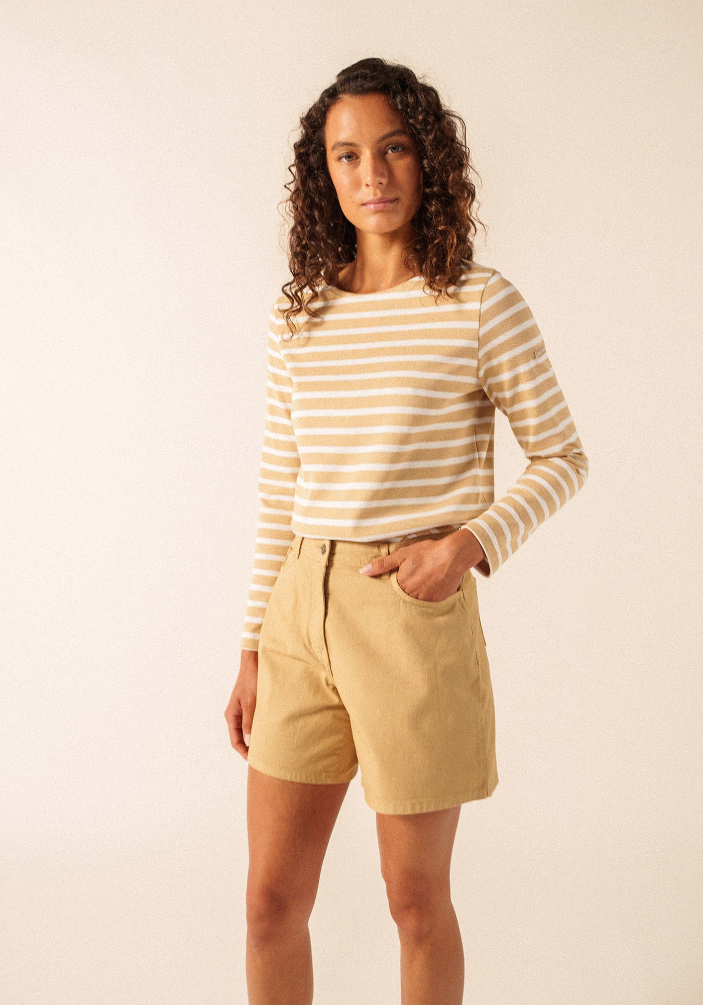 MERIDAME II Breton Shirt (SAIL CANVAS / WHITE)