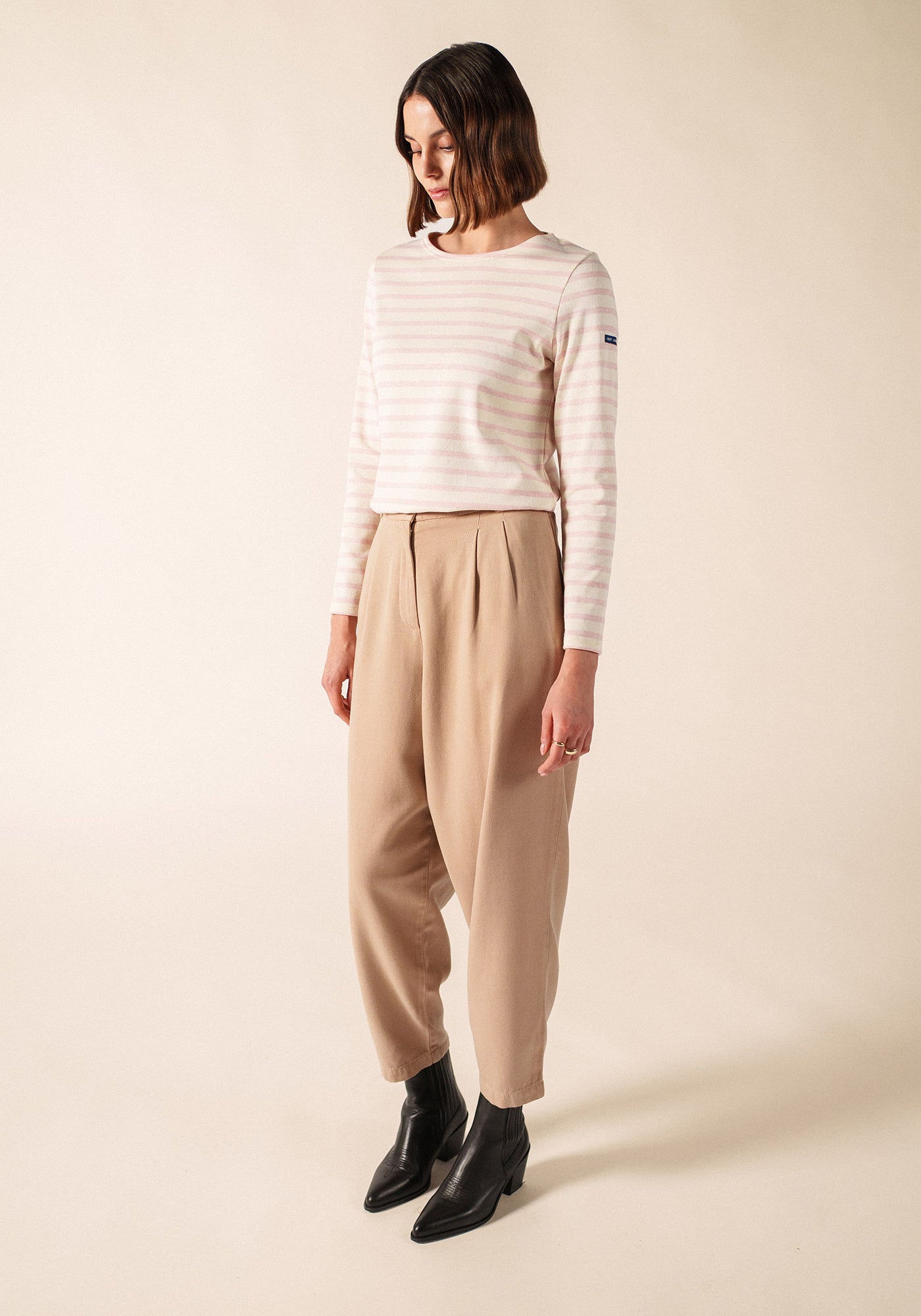 MERIDAME II Breton Shirt (ECRU/PALE PINK)