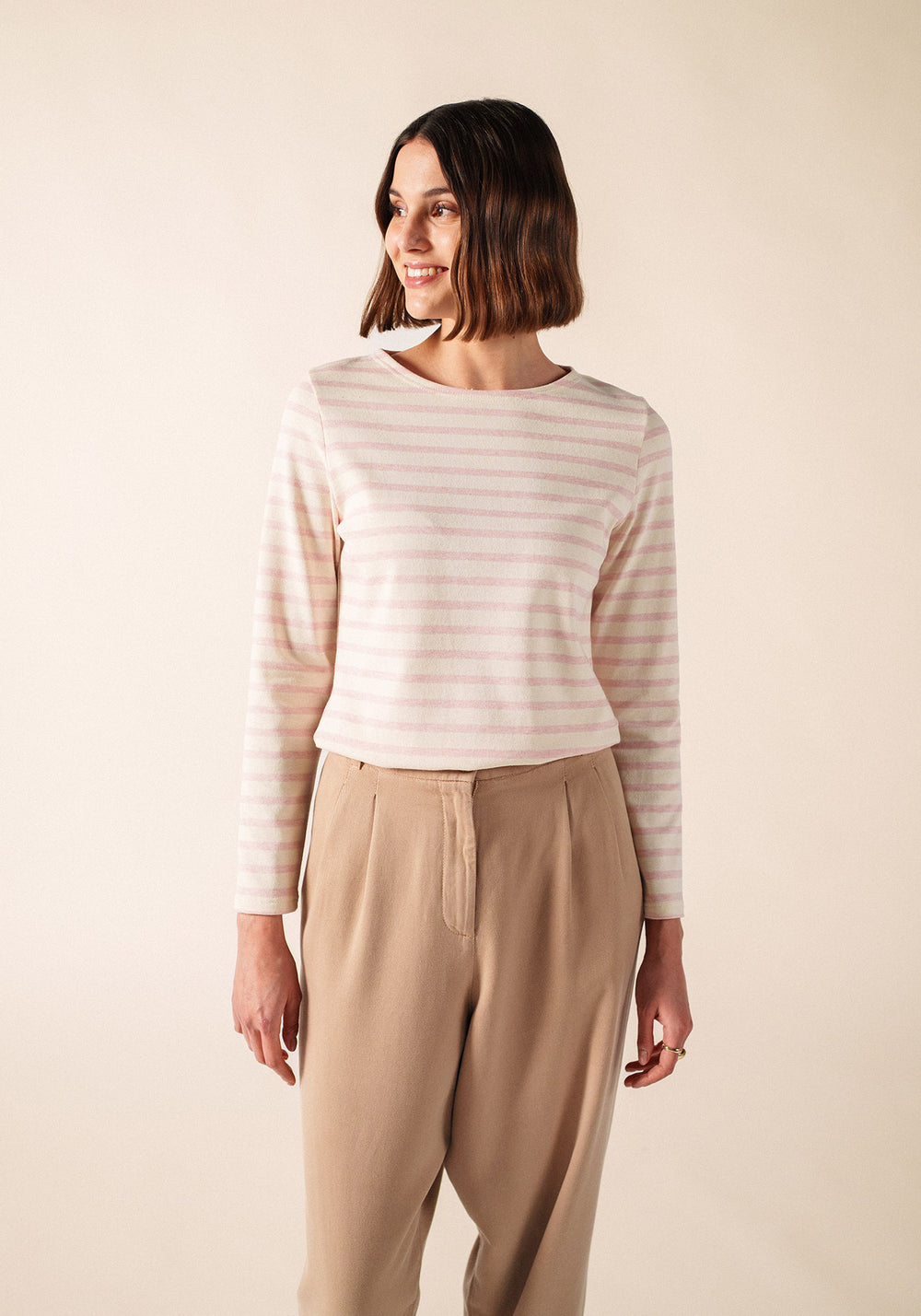 MERIDAME II Breton Shirt (ECRU/PALE PINK)