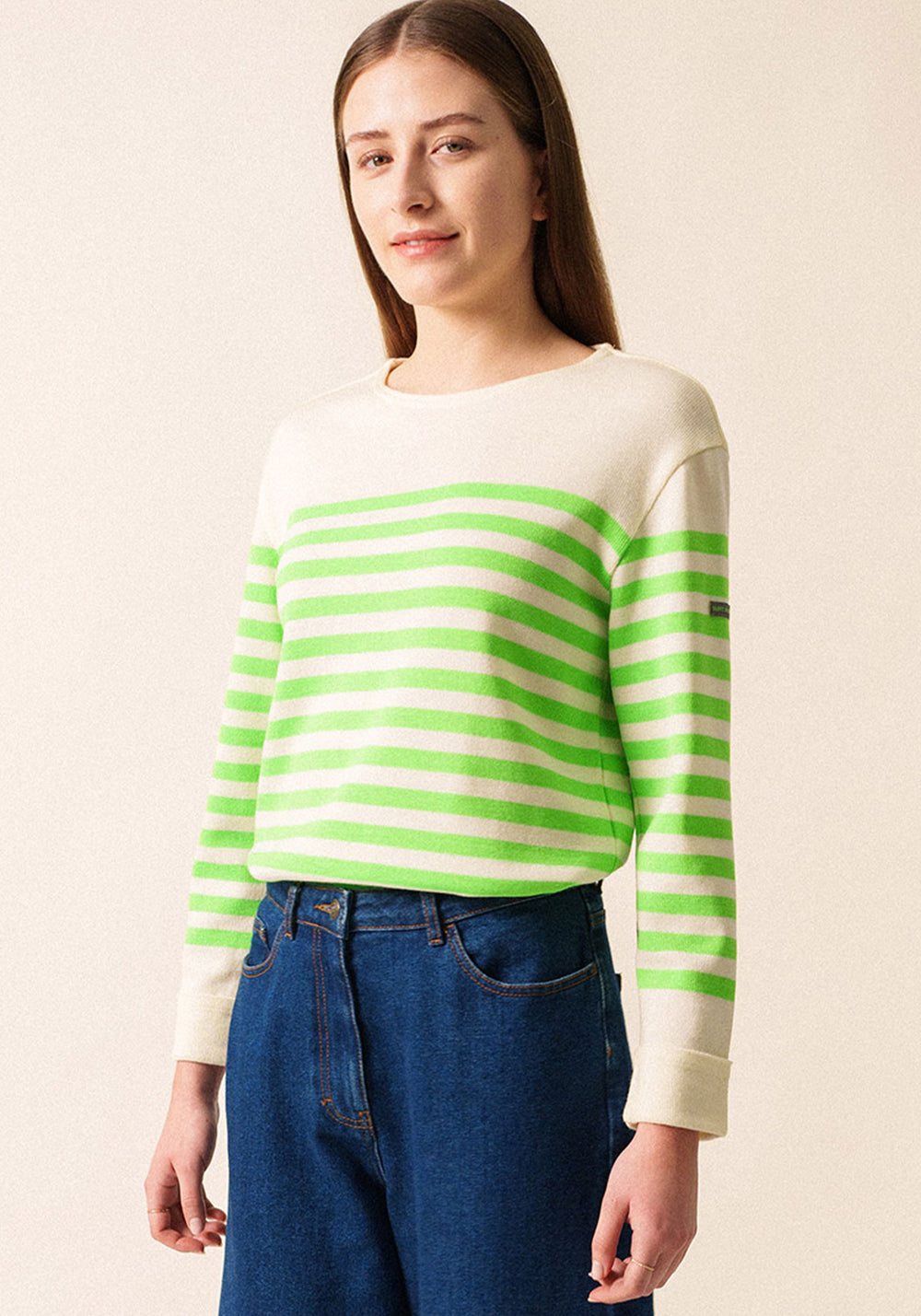 Ecrins Fluo Striped Sweater (IVORY / NEON GREEN)