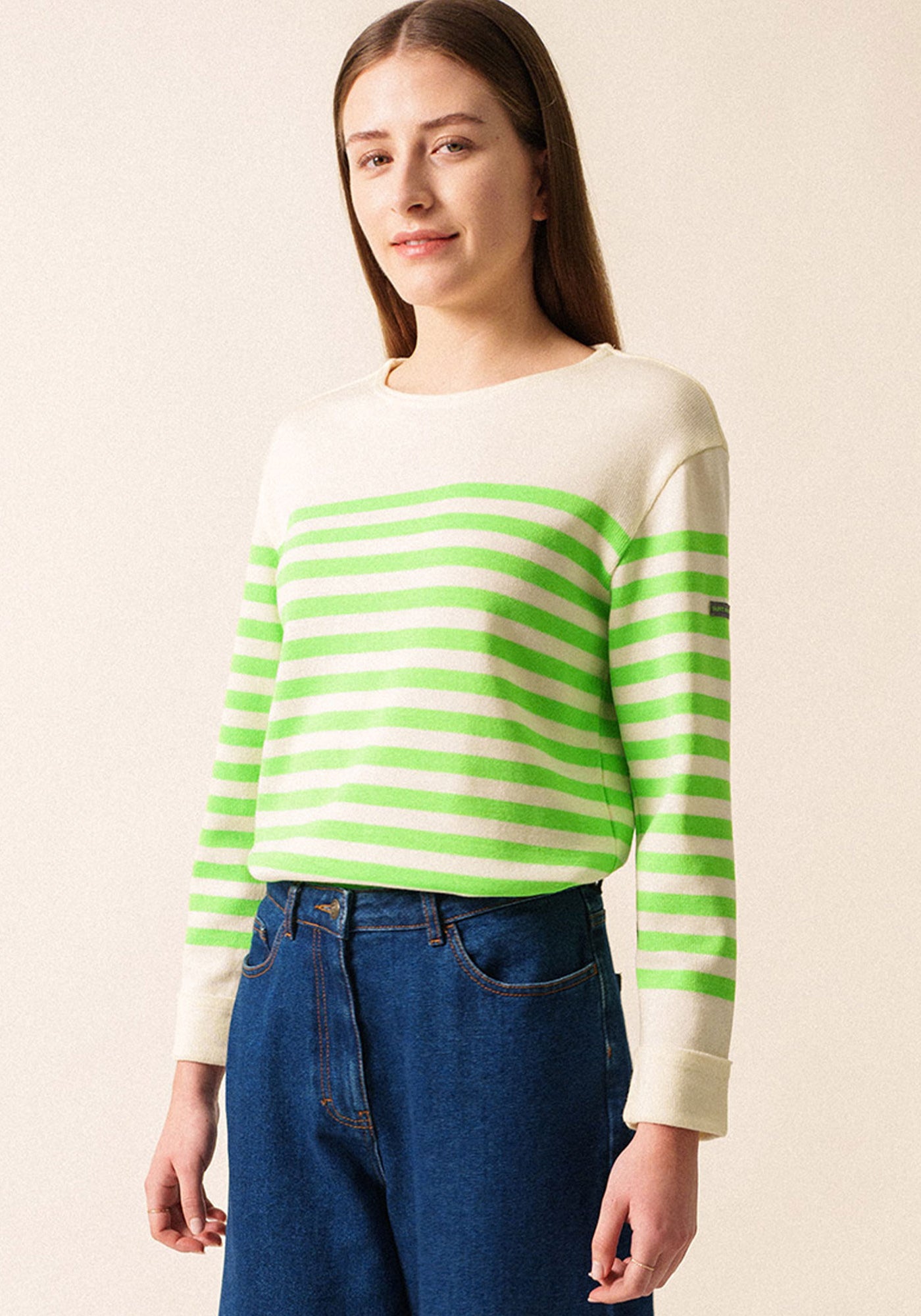 Ecrins Fluo Striped Sweater (IVORY / NEON GREEN)