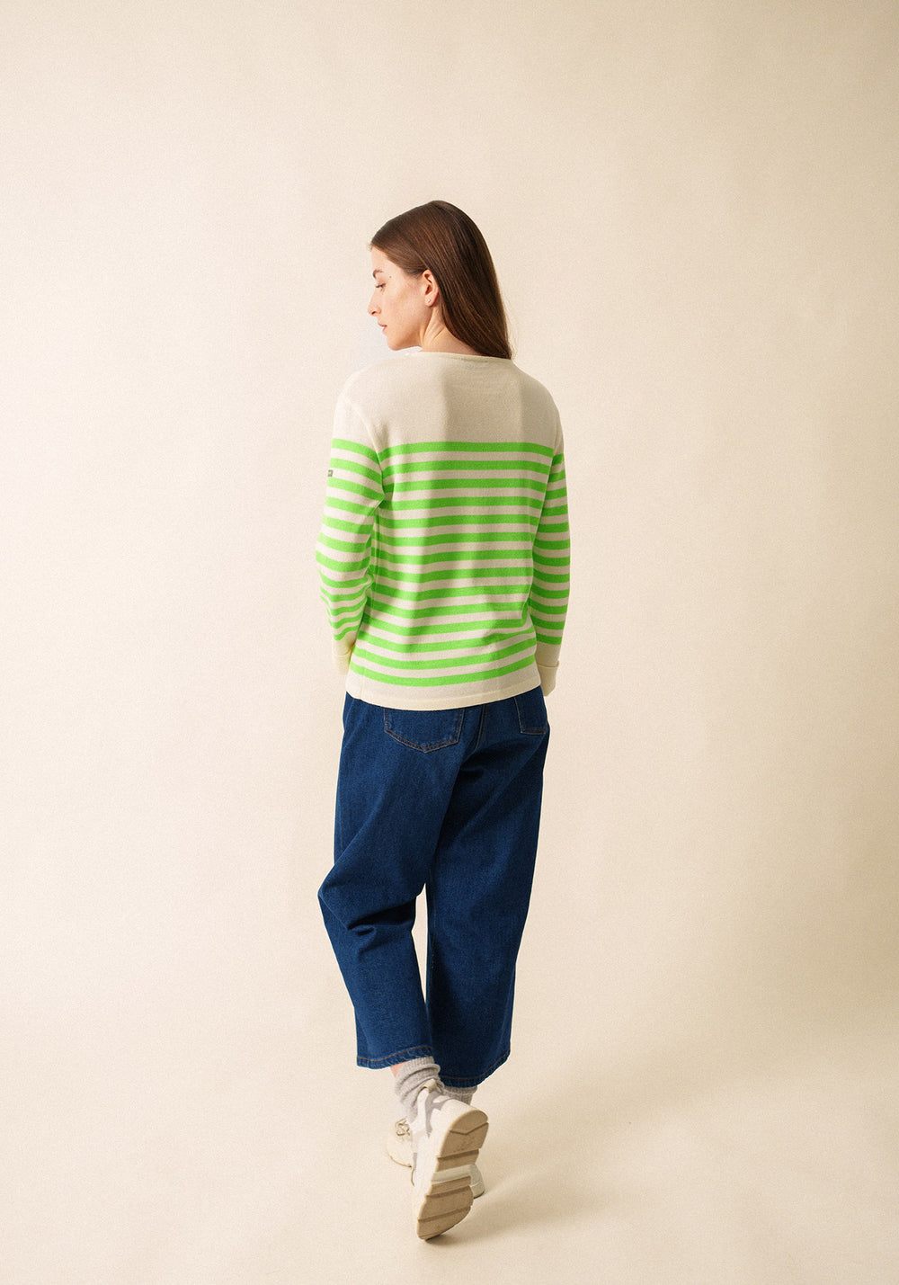 Ecrins Fluo Striped Sweater (IVORY / NEON GREEN)
