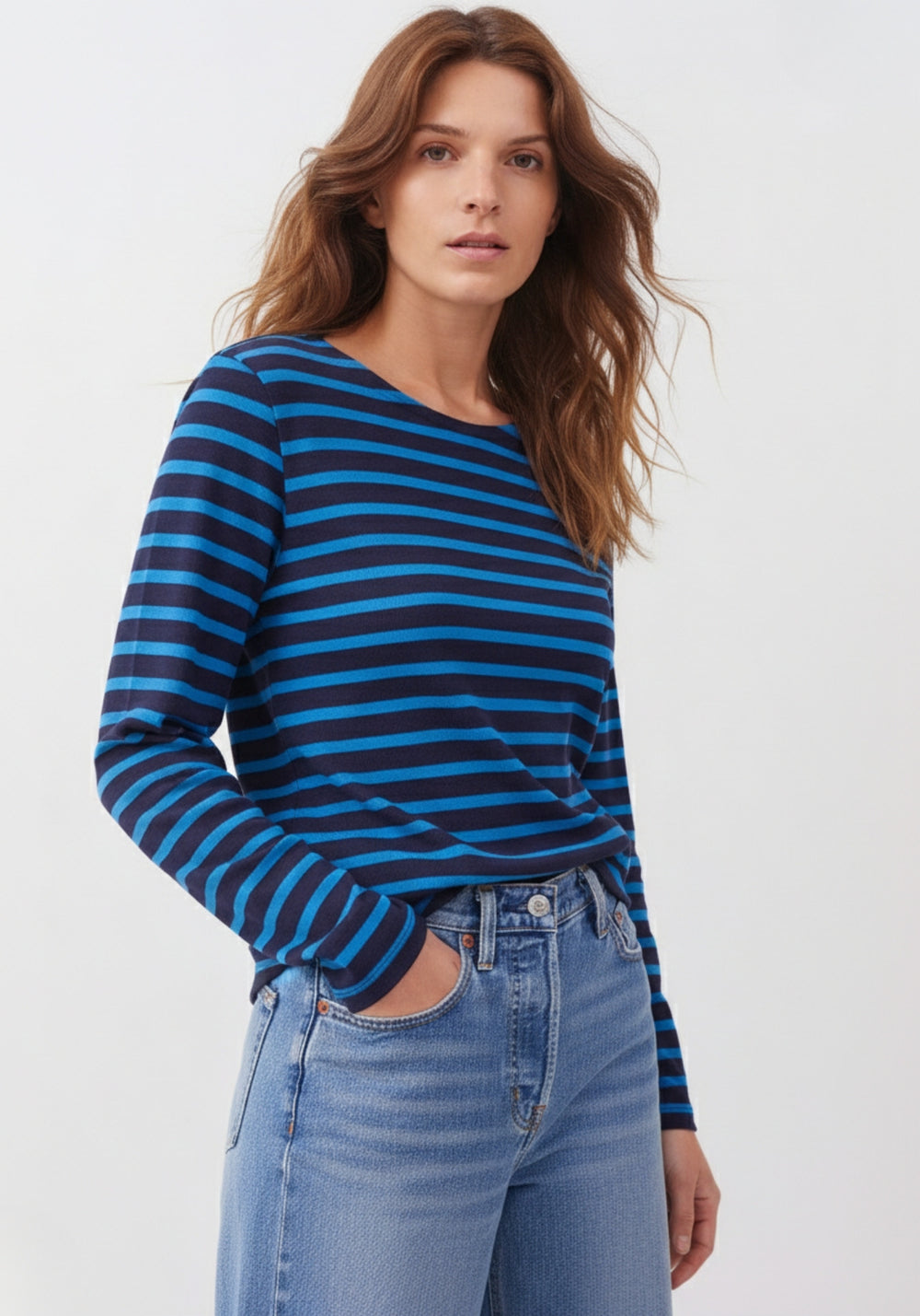 Meridame II Breton Shirt (NAVY / DEEP TEAL)