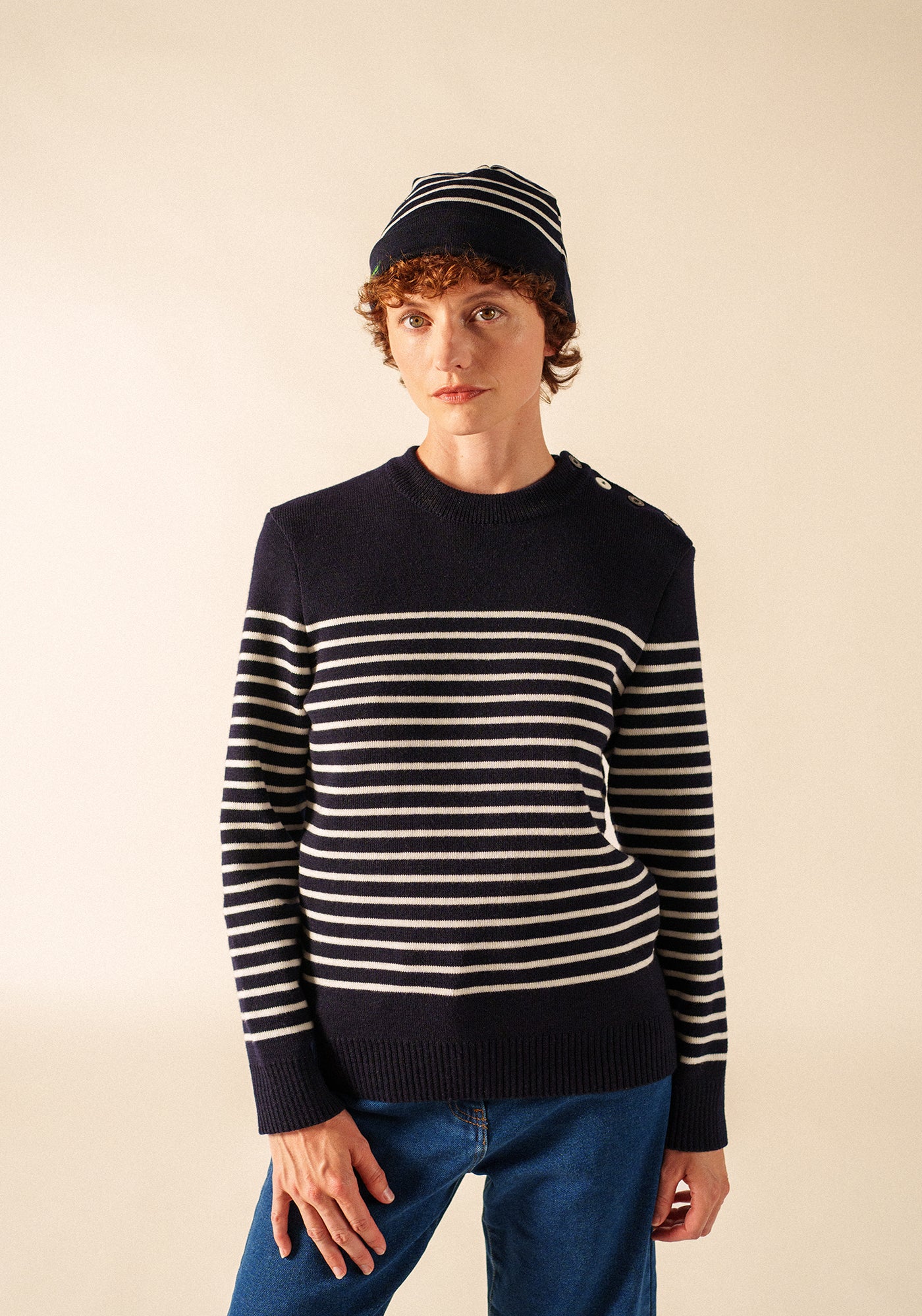 Glowline Binic Fisherman Sweater (NAVY / GLOW)