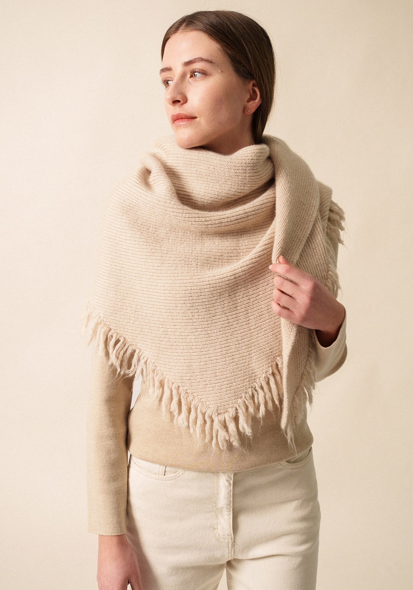 Go Ouest Knit Scarf (BEIGE)