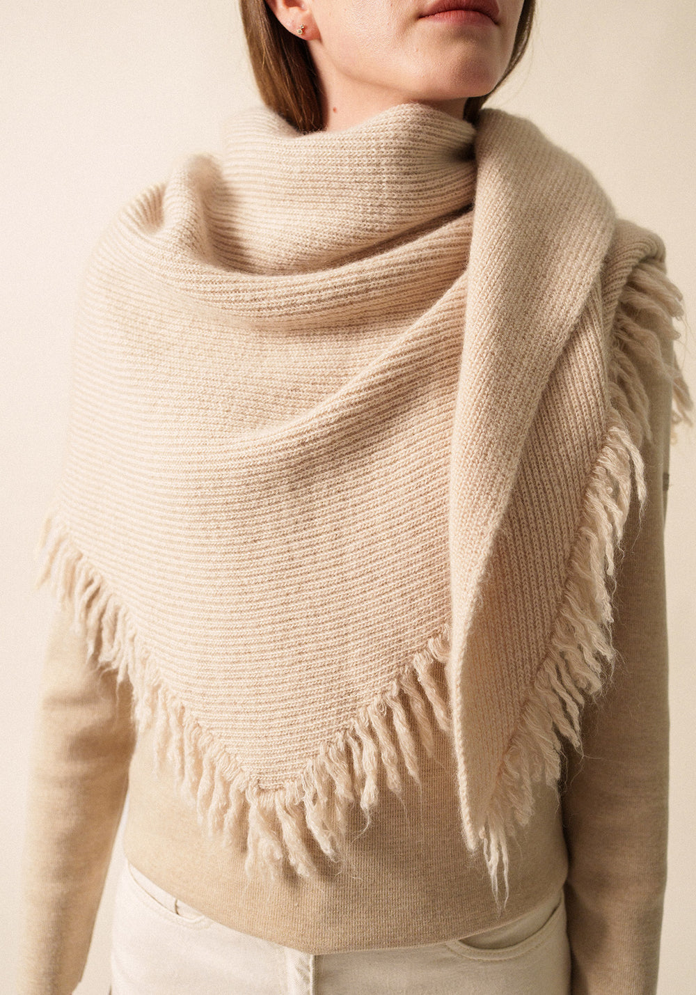 Go Ouest Knit Scarf (BEIGE)