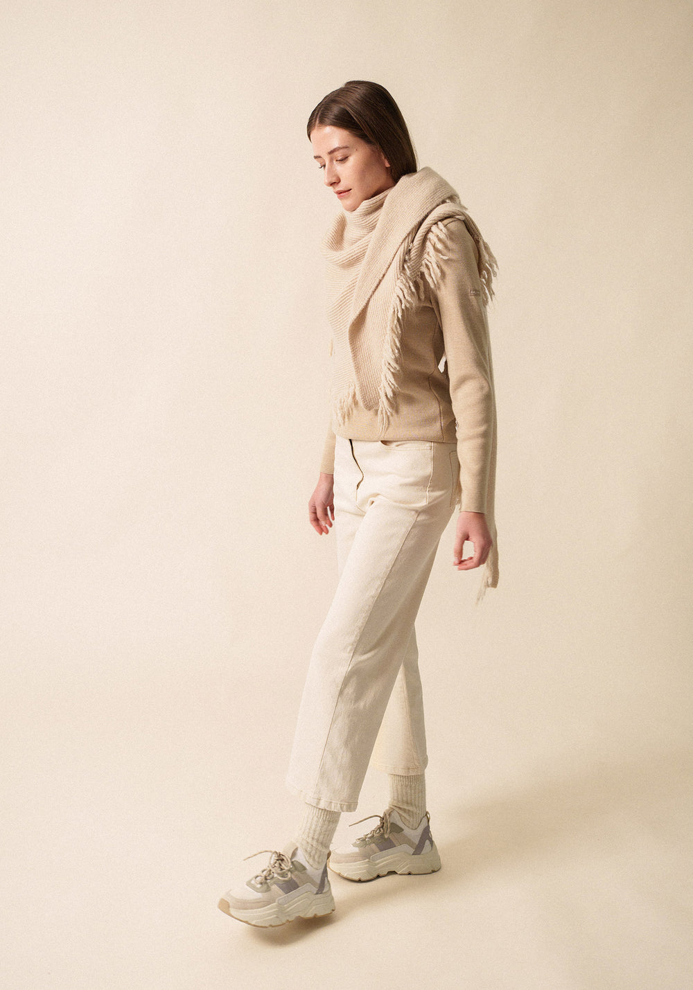 Go Ouest Knit Scarf (BEIGE)