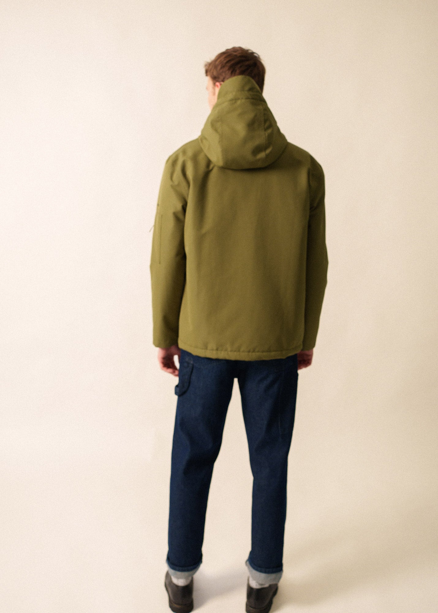 Fleece Lined Waterproof Jacket (Olive Green) | Saint James