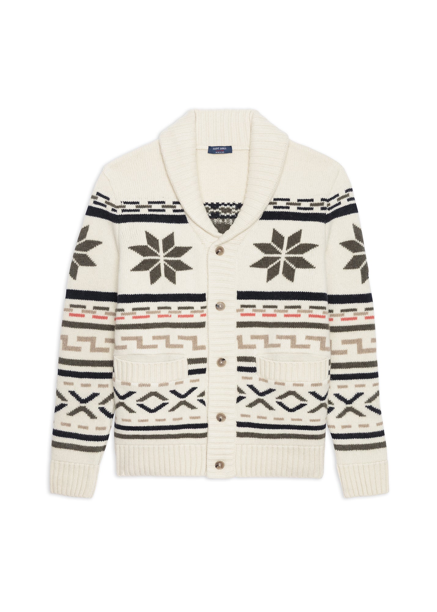 Men's Long Wool Cardigan | Shawl Collar | Western Motif | Saint