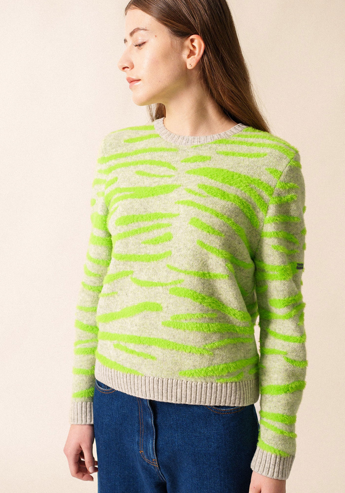 Olten Zebra Sweater (GRAY / NEON GREEN)