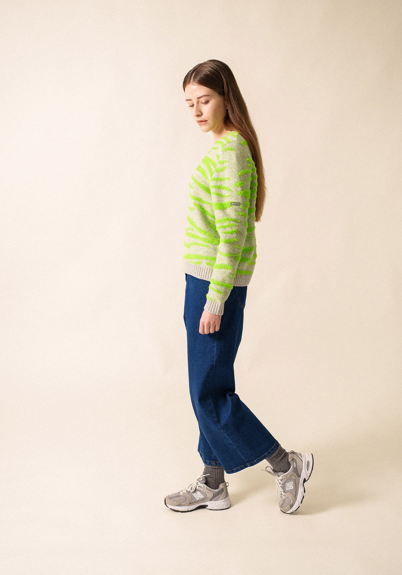 Olten Zebra Sweater (GRAY / NEON GREEN)