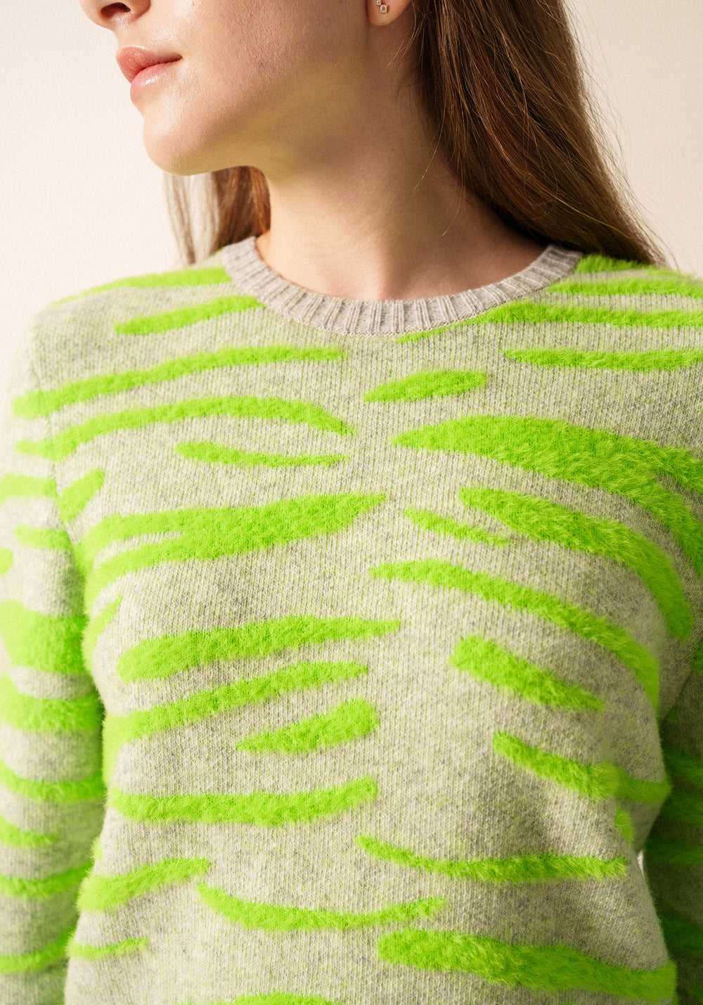 Olten Zebra Sweater (GRAY / NEON GREEN)